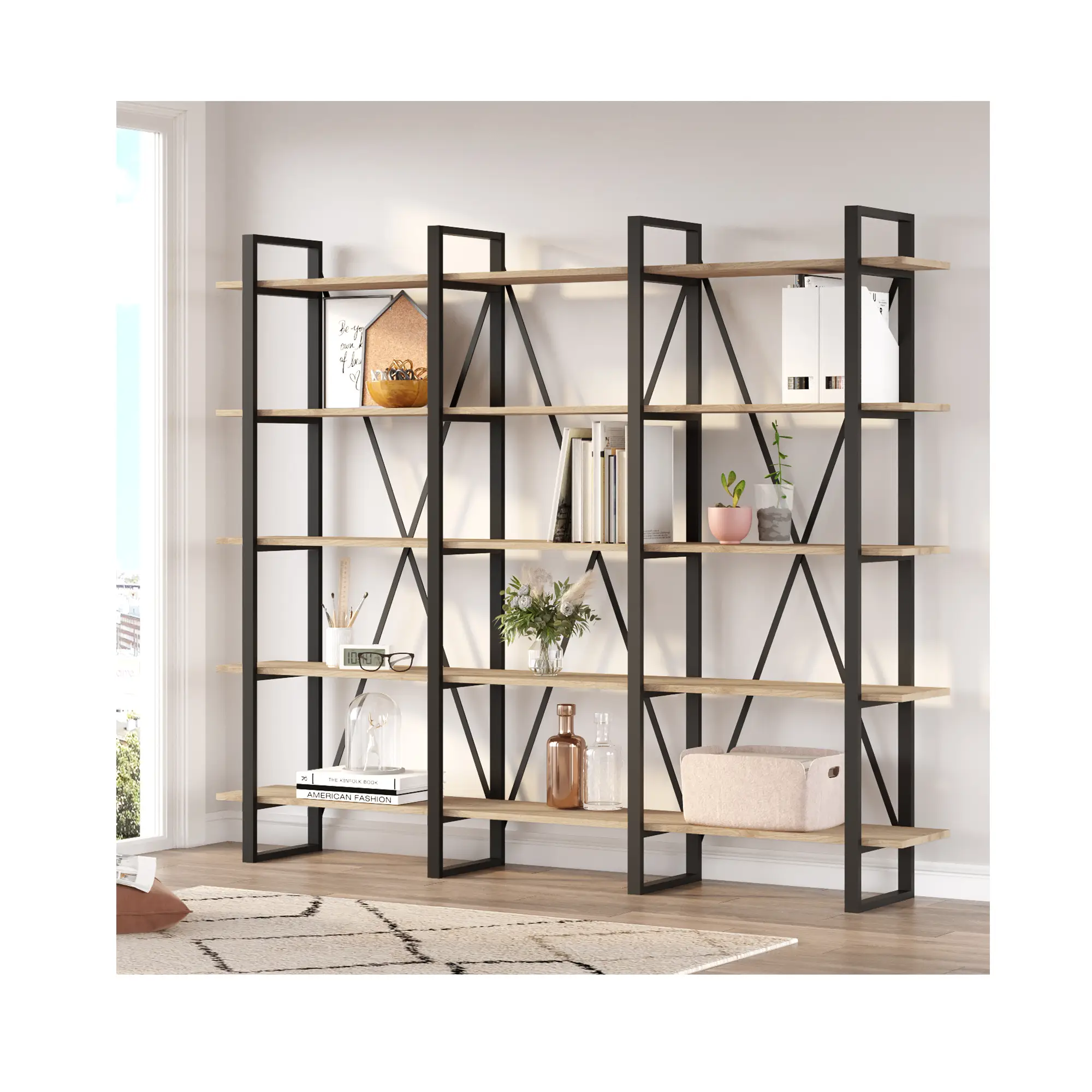 ESTANTERIA AVIVA 217CM SEPET/METAL NEGRO 5 ESTANTE