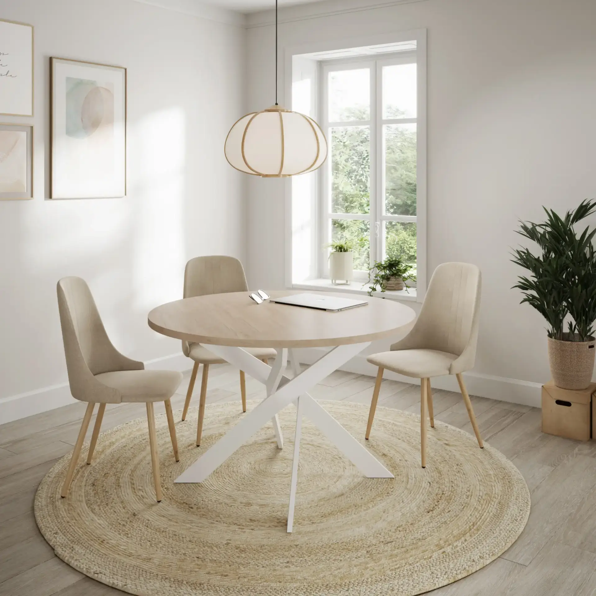 Mesa Redonda Ther 120cm SAHARA PATA BLANCA