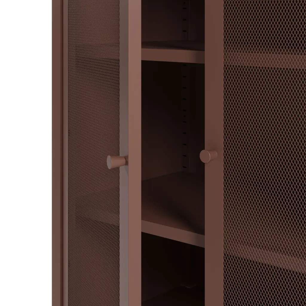 MUEBL.AUX. BAJO FAYNA 2P 70CM BURDEOS 2_risultato Mueble auxiliar Fayna Burdeos de metal con dos puertas de cristal