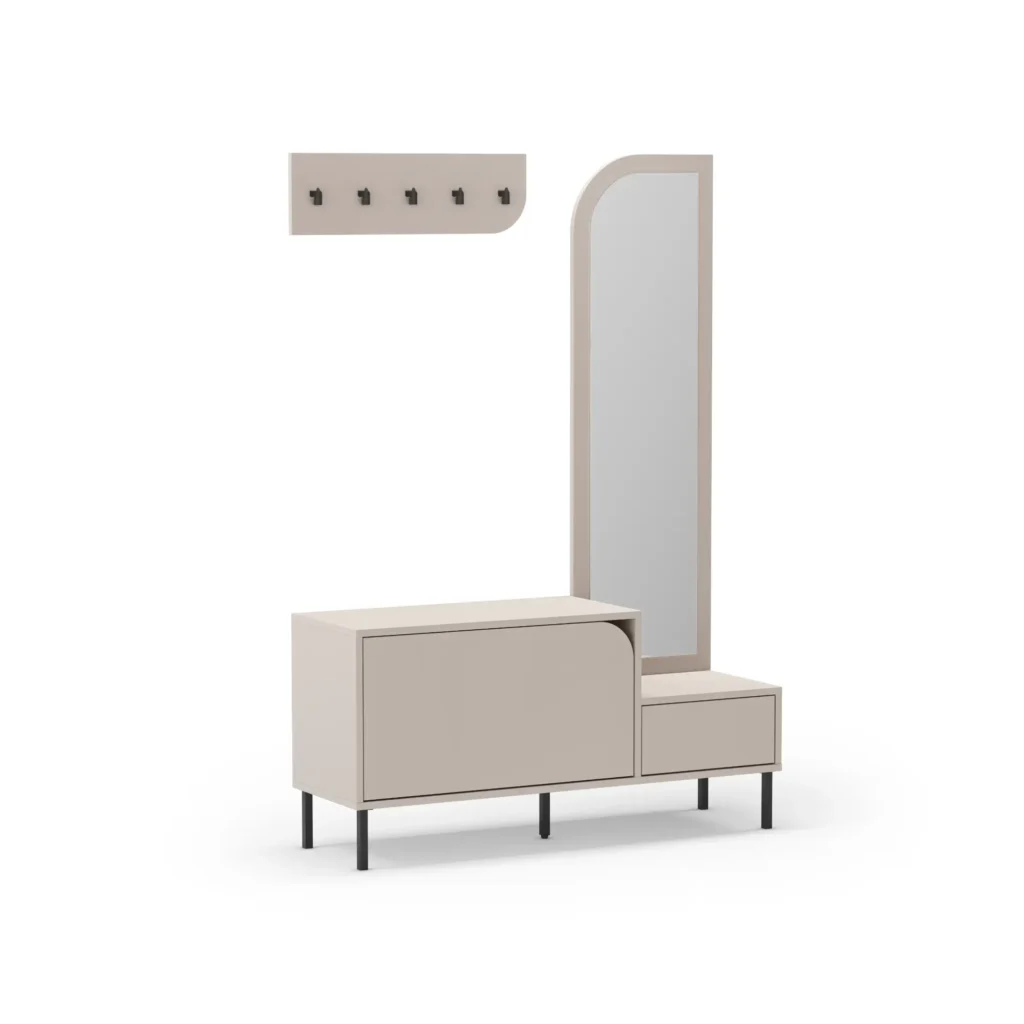MUEBLE ZAPATERO BEA 2P+ESPEJO CREMA 2