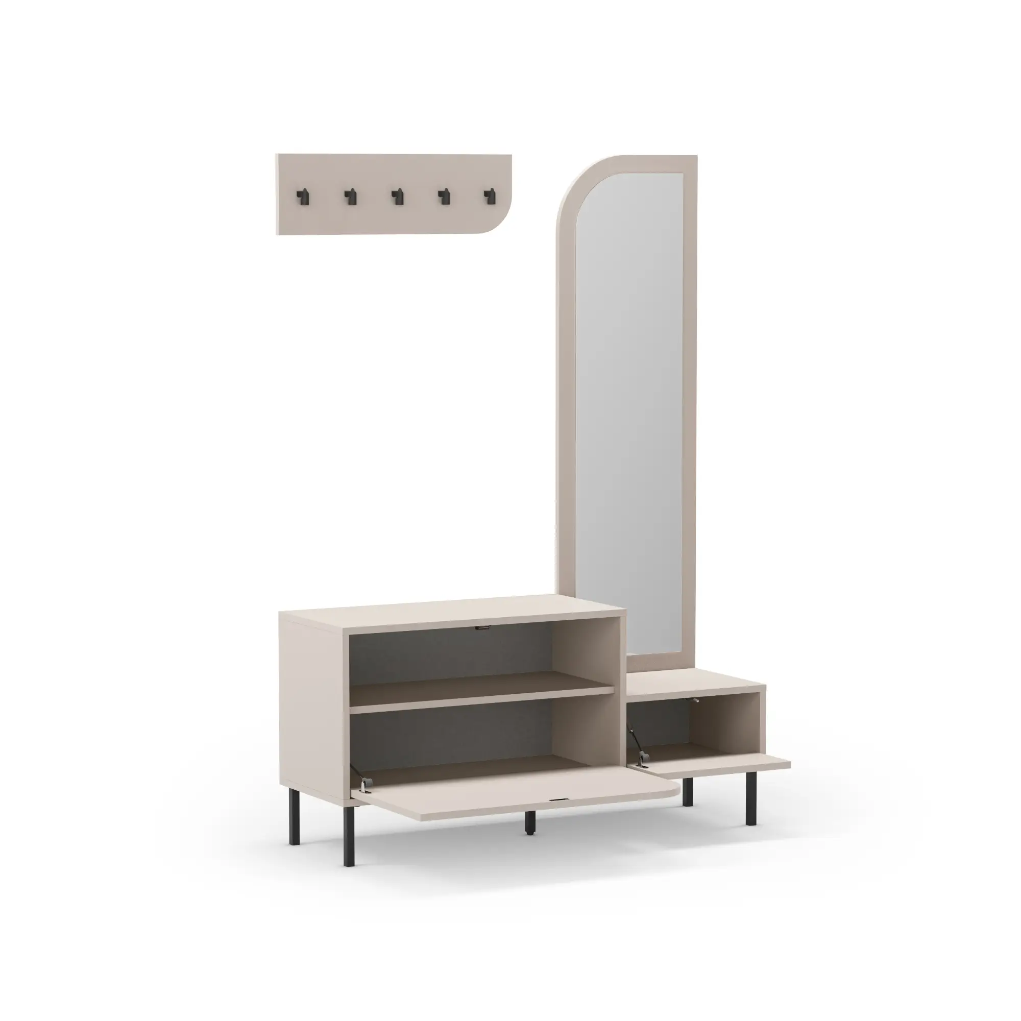 MUEBLE ZAPATERO BEA 2P+ESPEJO CREMA 3
