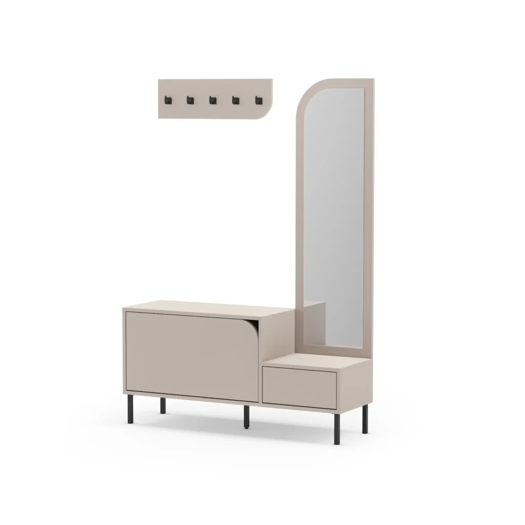 MUEBLE ZAPATERO BEA 2P+ESPEJO CREMA 5
