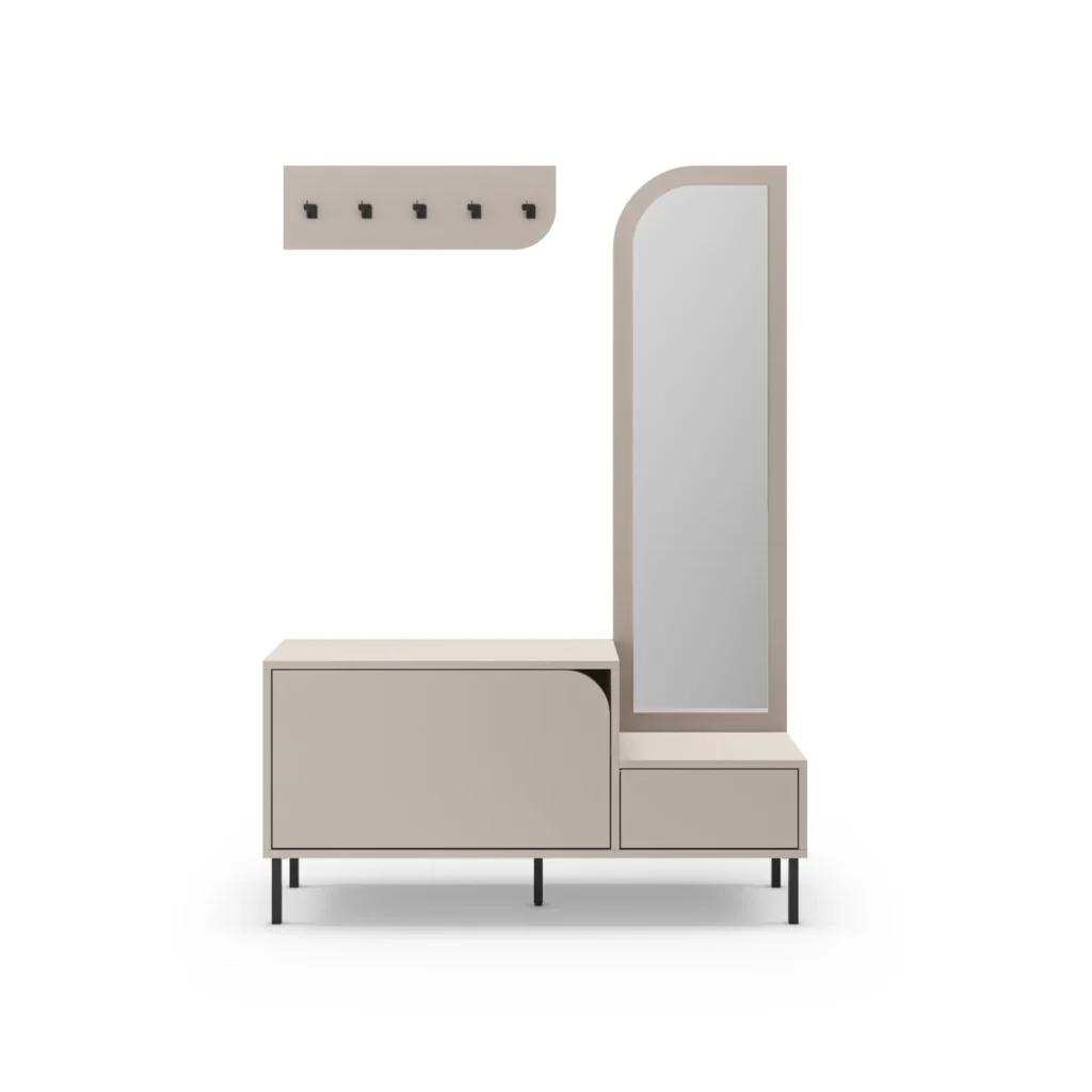 MUEBLE ZAPATERO BEA 2P+ESPEJO CREMA 6