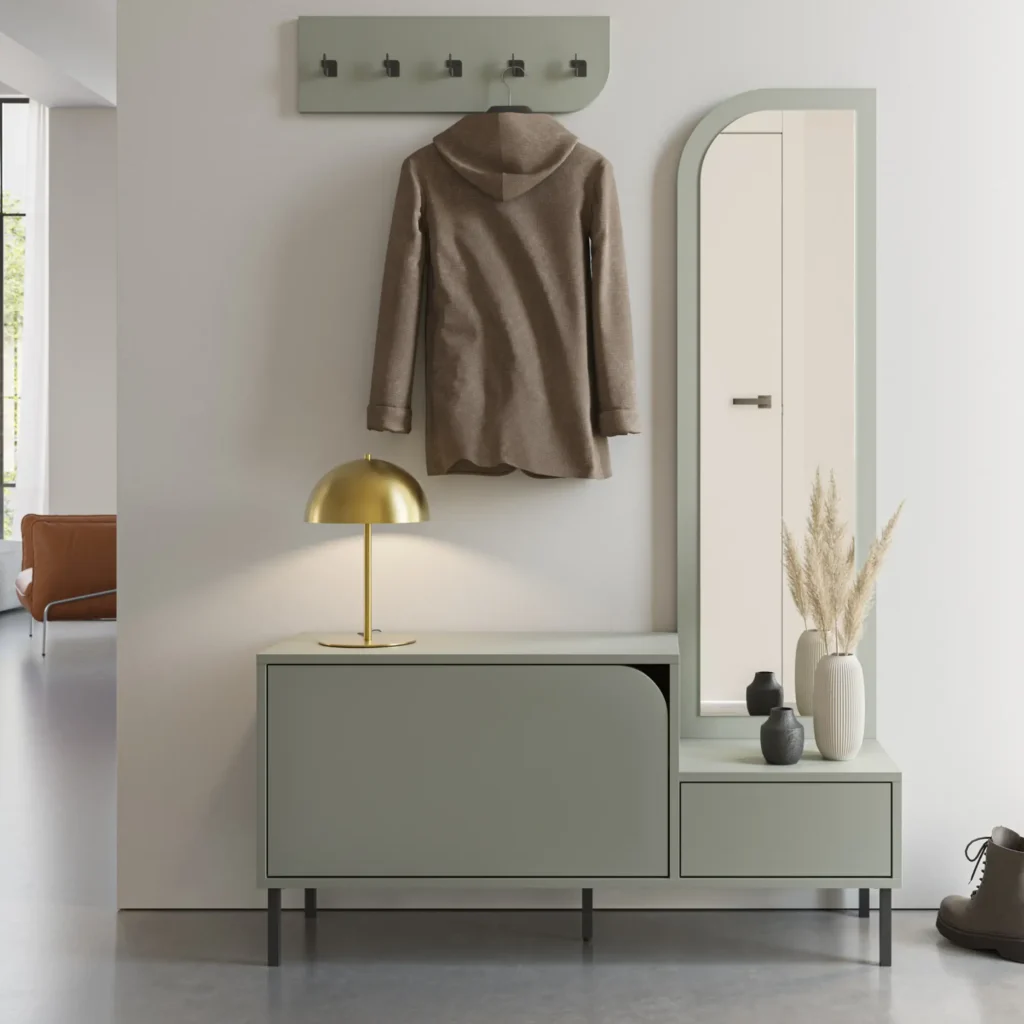 MUEBLE ZAPATERO BEA 2P+ESPEJO VERDE 1