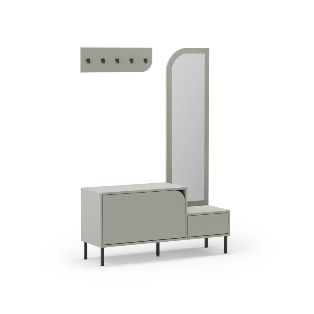 MUEBLE ZAPATERO BEA 2P+ESPEJO VERDE 2