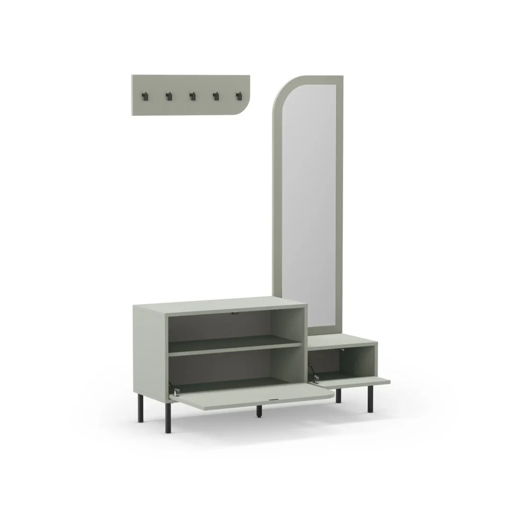 MUEBLE ZAPATERO BEA 2P+ESPEJO VERDE 3