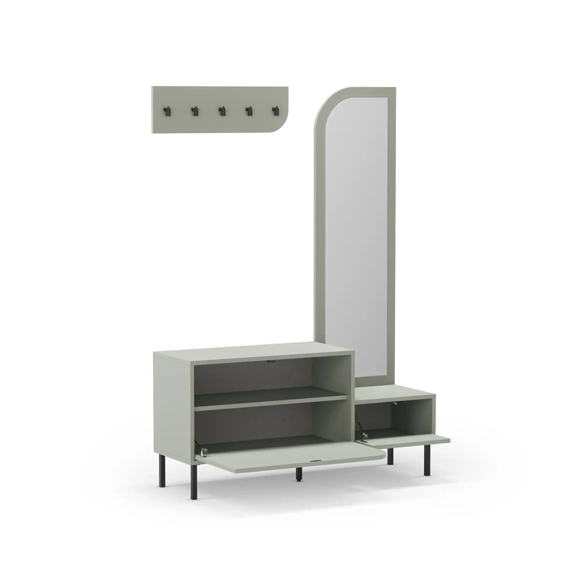 MUEBLE ZAPATERO BEA 2P+ESPEJO VERDE 3