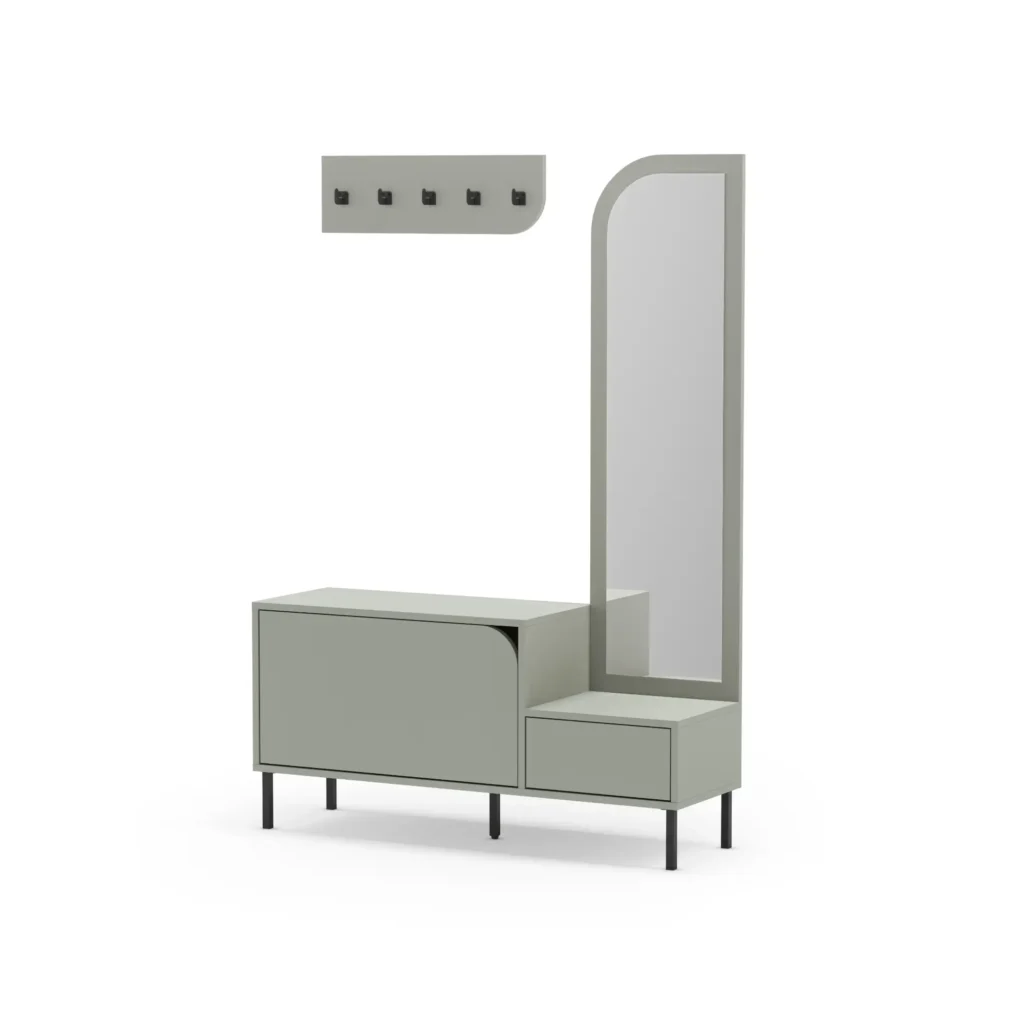 MUEBLE ZAPATERO BEA 2P+ESPEJO VERDE 5