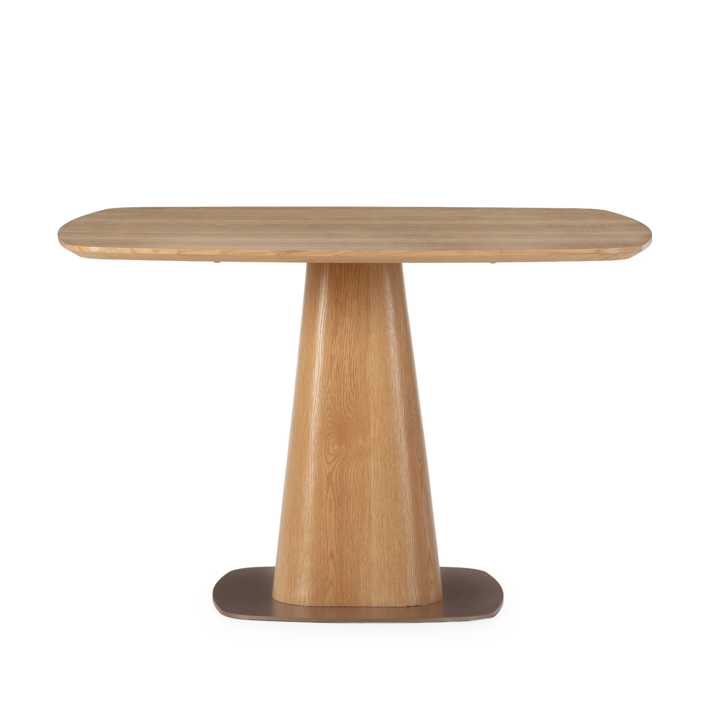 Mesa Etel cuadrada de comedor en roble con base central de diseño contemporáneo
