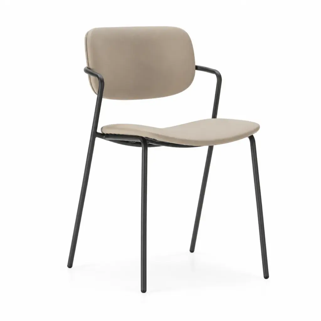 Silla Maika Taupe tapizada con patas de metal para comedor