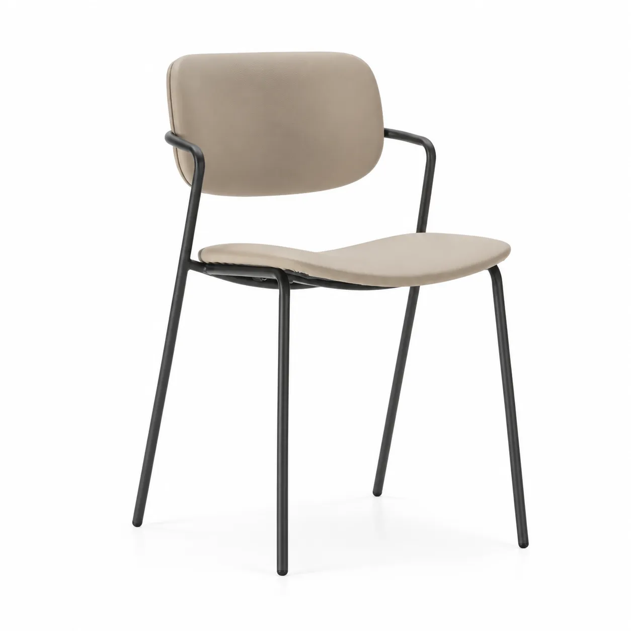 Silla Maika Taupe tapizada con patas de metal para comedor