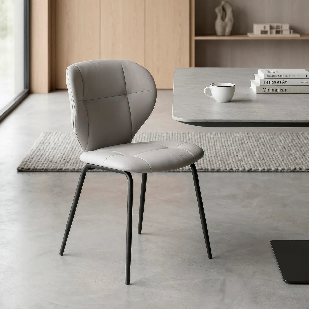Silla Maura Beige de tela con estructura metálica para comedor