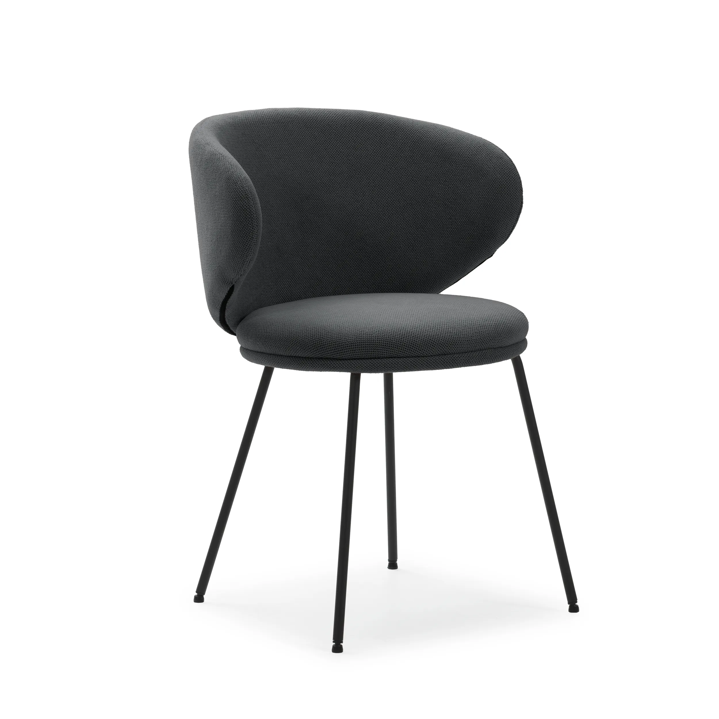 Silla Rush Gris Oscuro tapizada en tela con estructura metálica para comedor