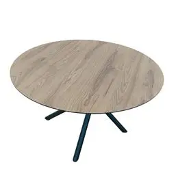 MESA REDONDA BRIANA 120CM ROBLE-UD PATA METAL