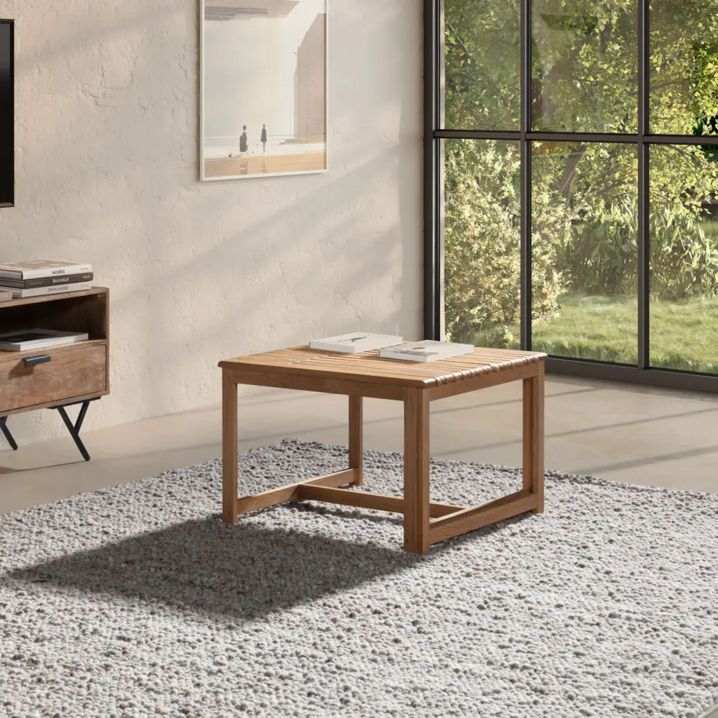 Mesa Unai extensible de centro en acabado roble para salón con diseño rectangular contemporáneo