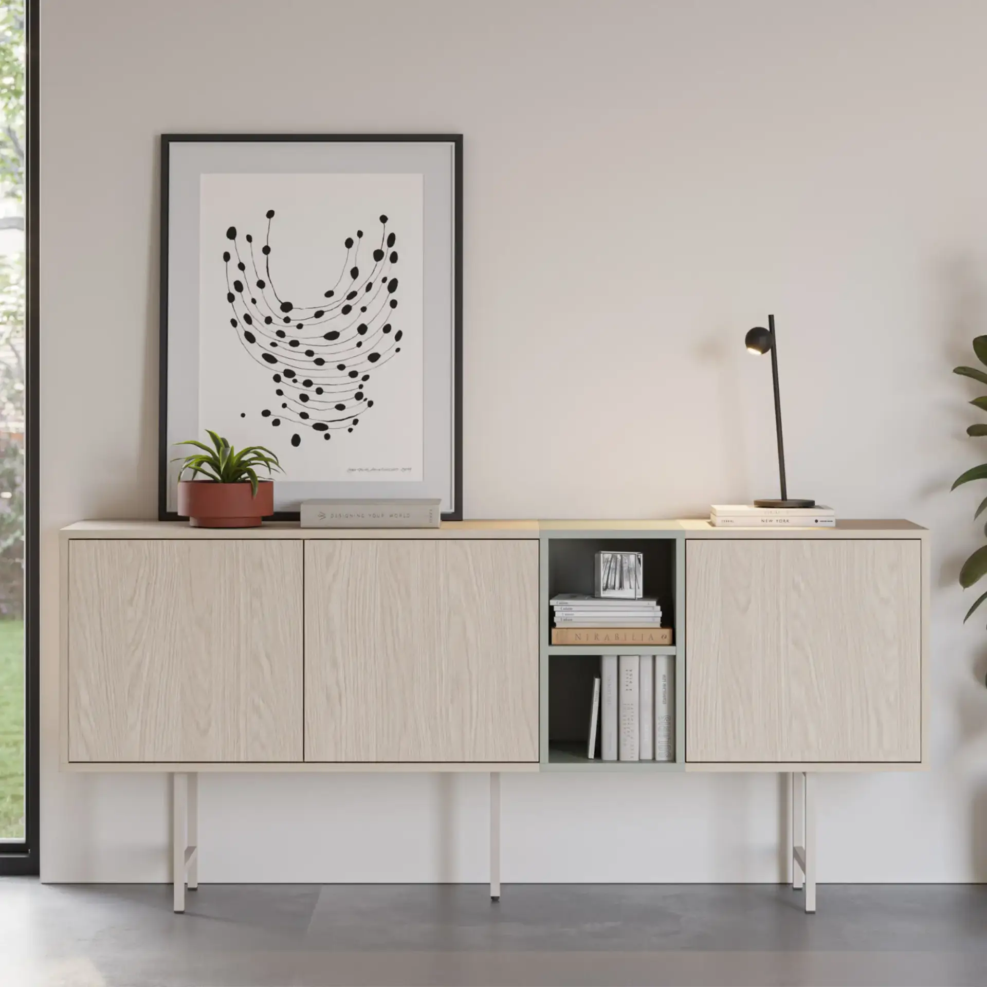 APARADOR THEA 3P2H 180CM PUSULA/VERDE PIE CREMA
