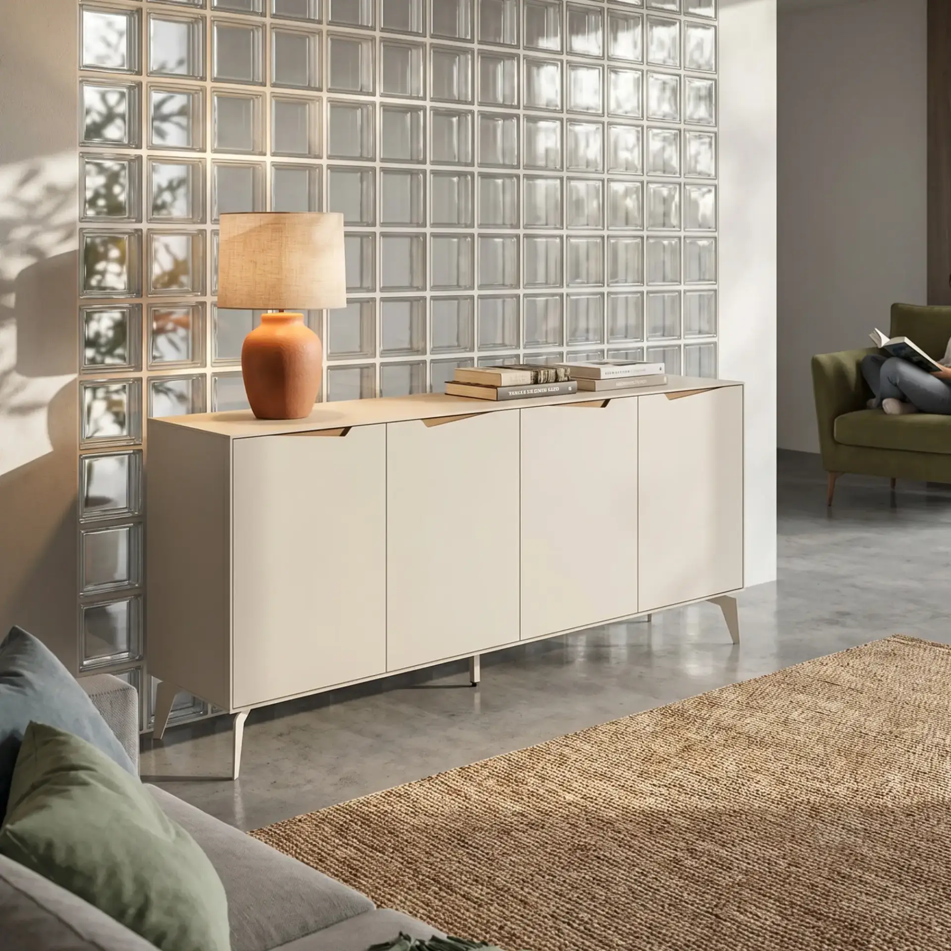 APARADOR JADEN 4P 180CM CREMA/ROBLE-UD PIE CREMA