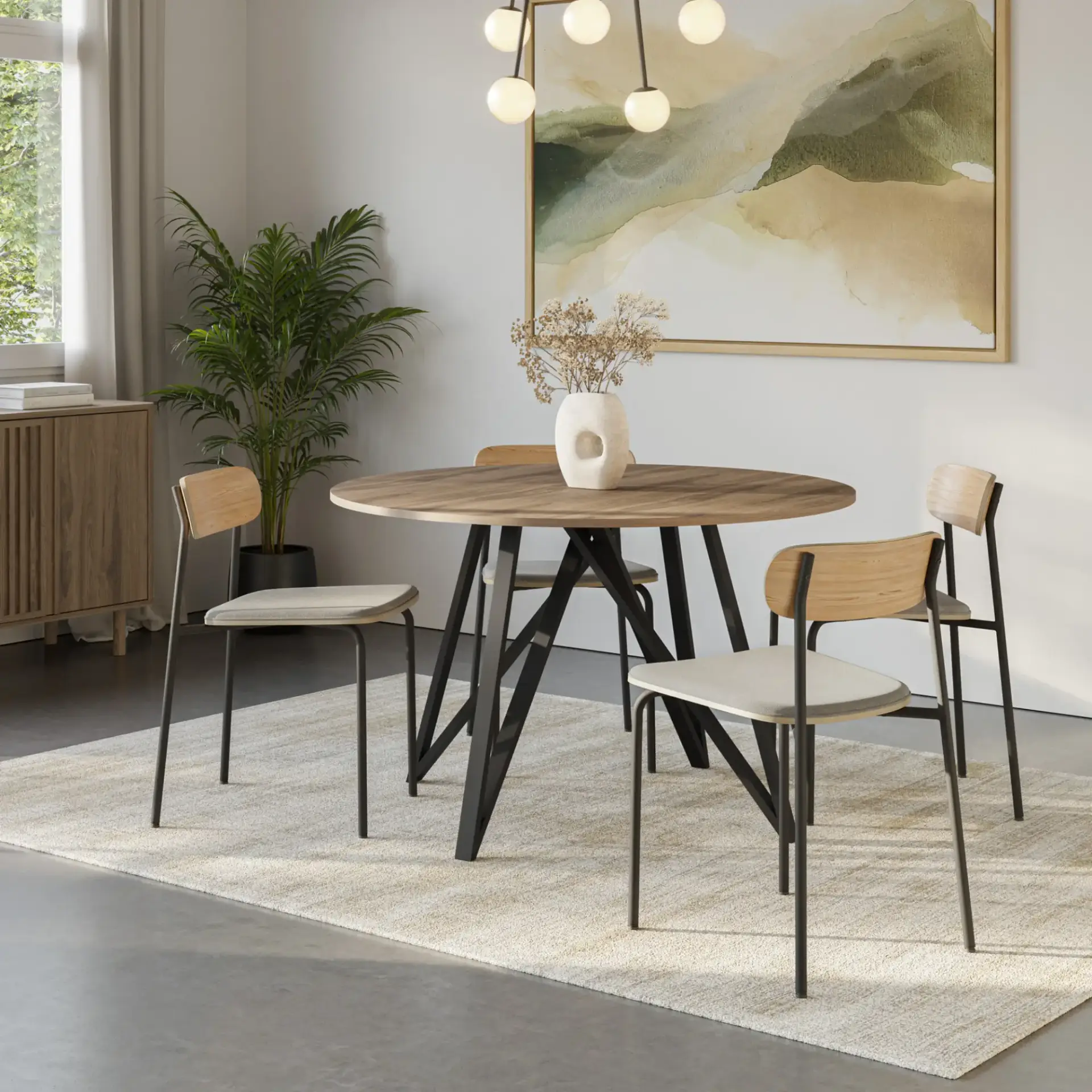 MESA REDONDA SALMA 130CM ROBLE-UD