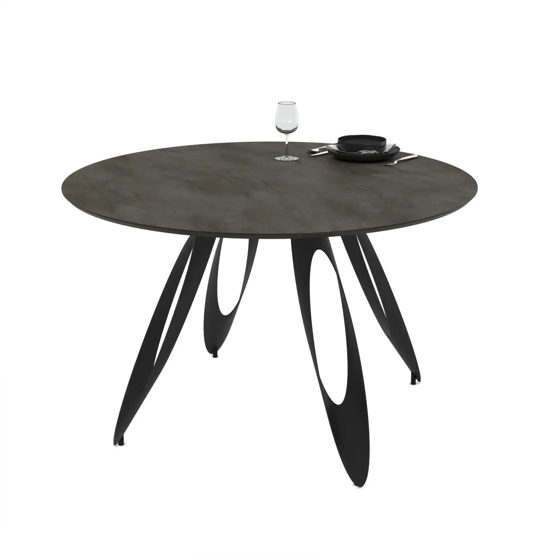 MESA REDONDA ANORA 130CM CEMENTO PATA METAL