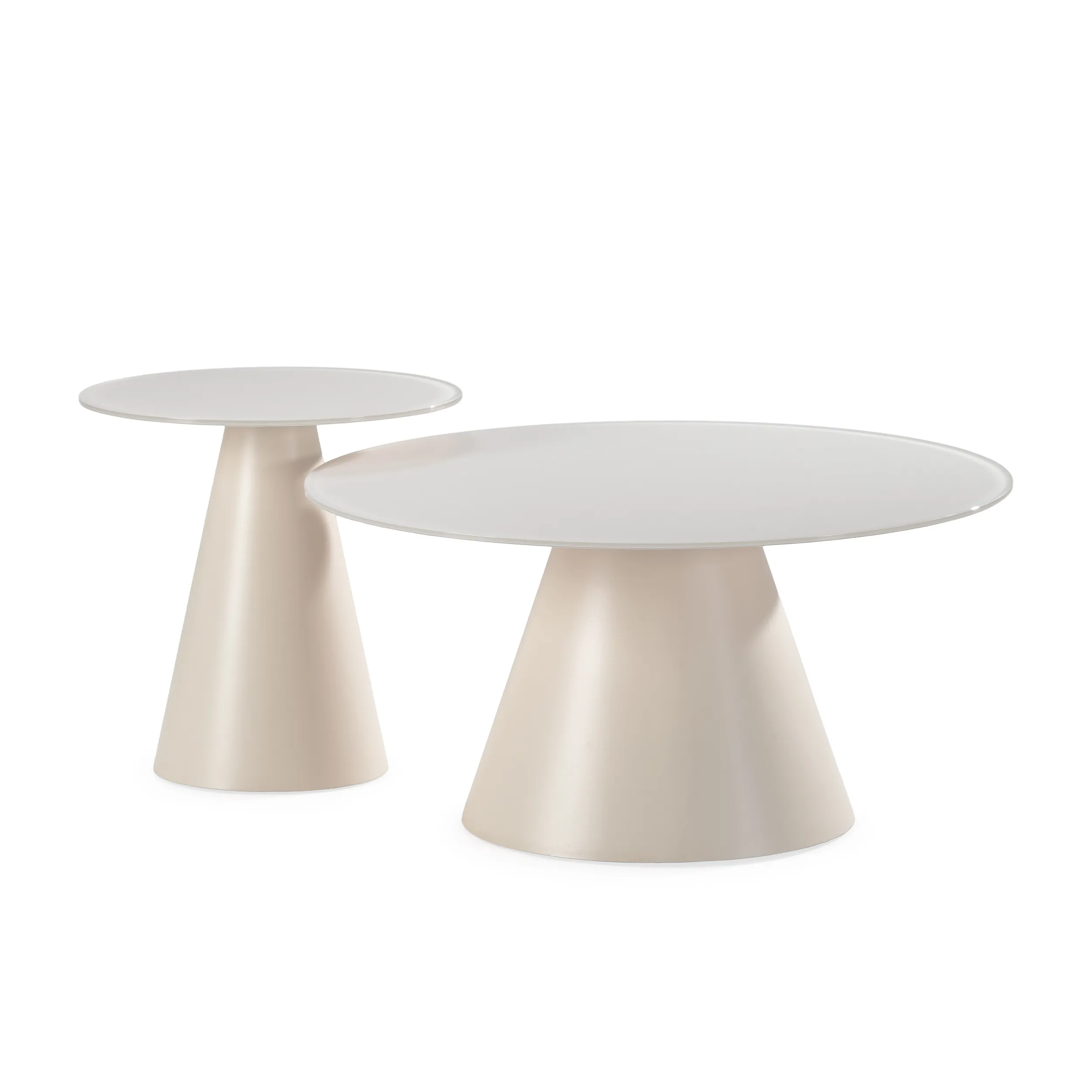 Set de dos mesas de centro Vida crema redondas para salón con diseño contemporáneo