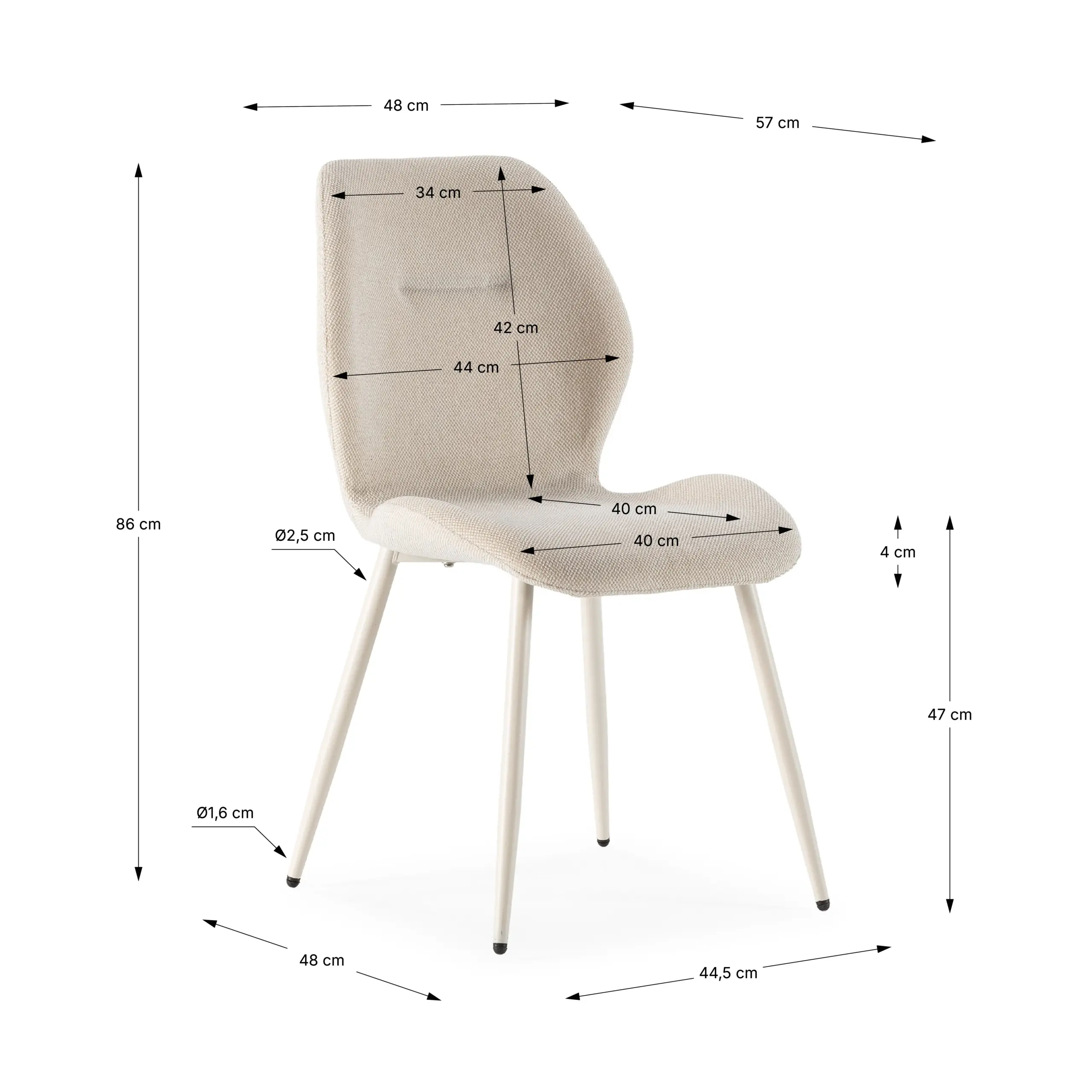 SILLA ANSU BEIGE/PATA CREMA 4P/CAJA