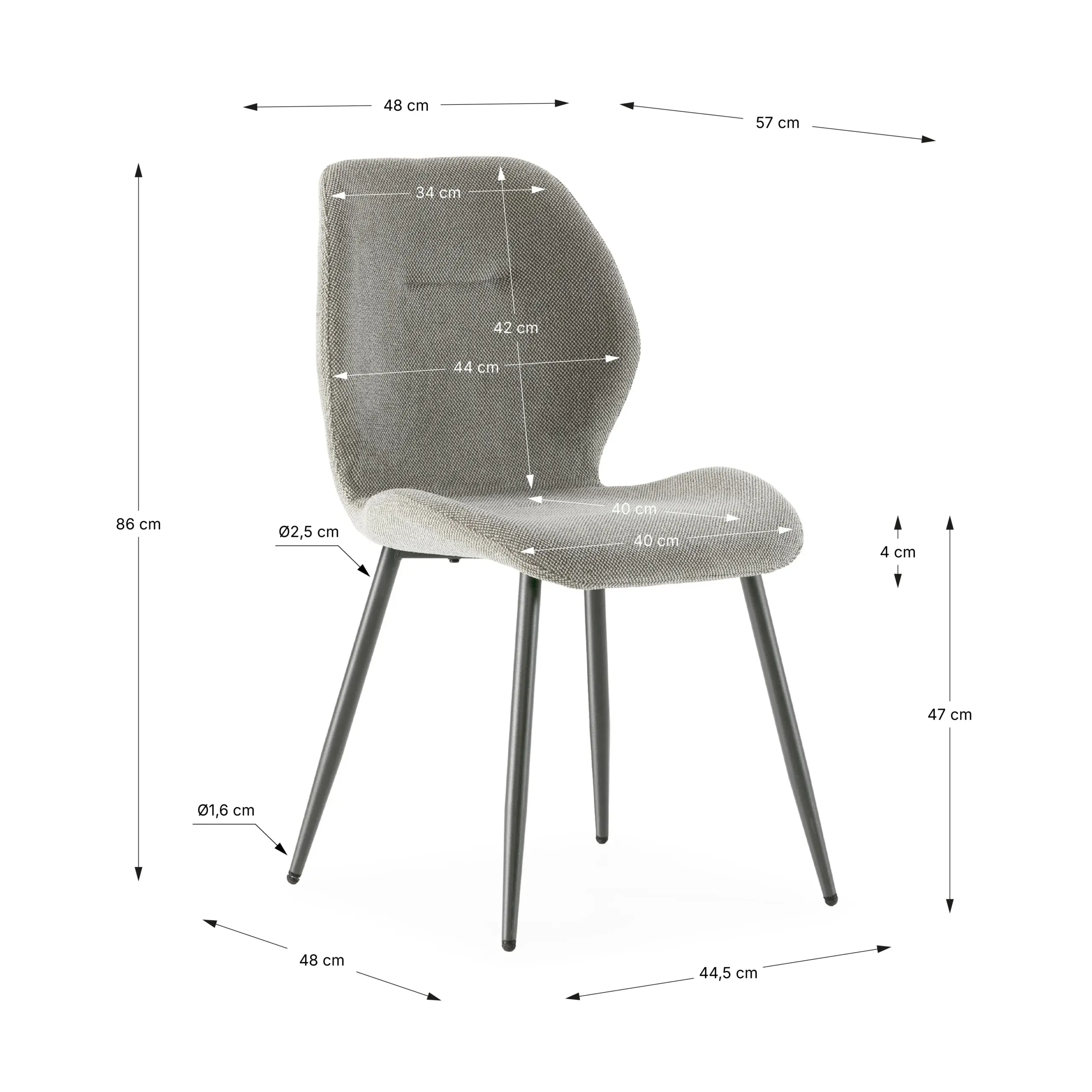 SILLA ANSU GRIS JY/PATA GRIS OSCURO 4P/CAJA