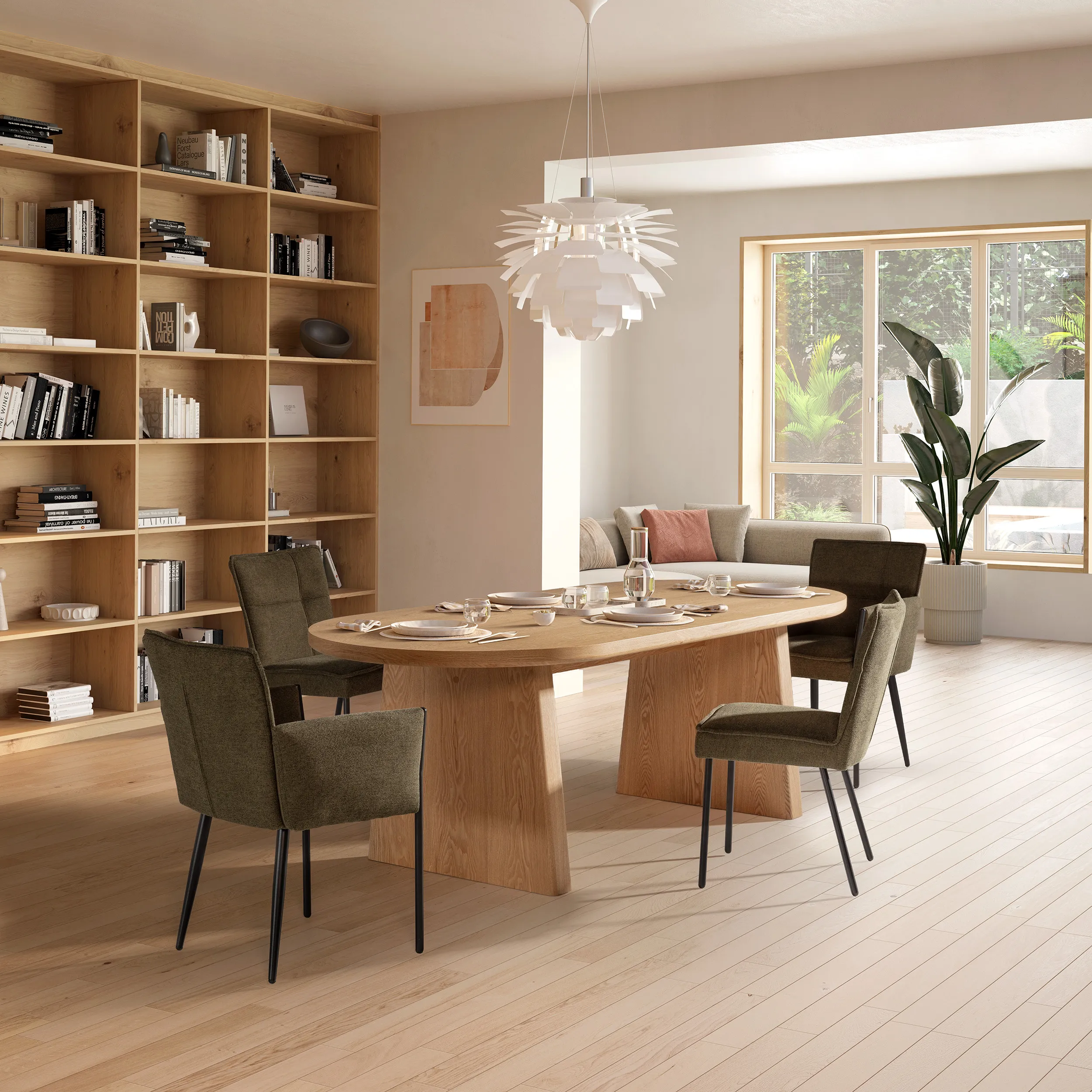 Sillón Vesta Verde tapizado con reposabrazos y estructura metálica negra
