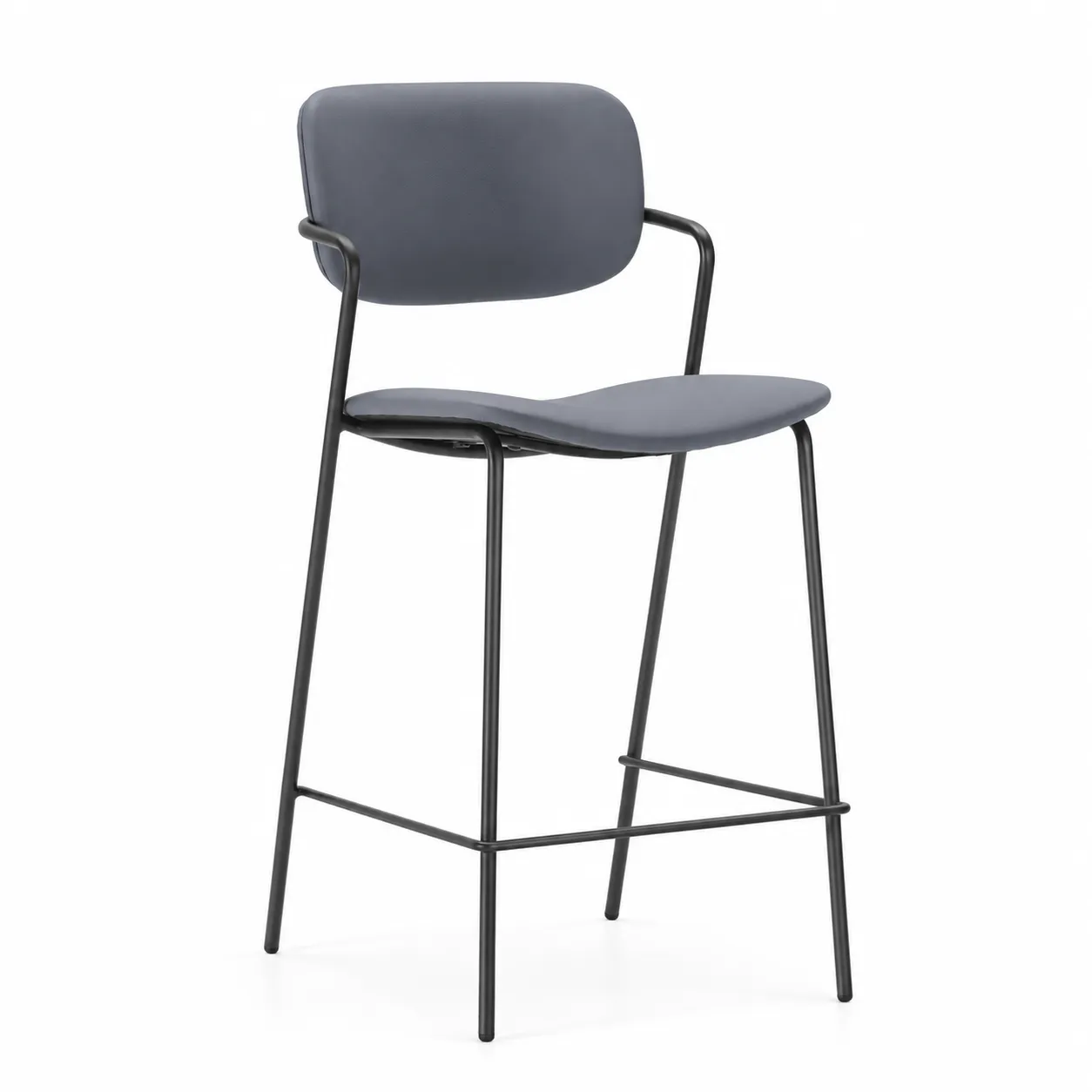 Taburete Maika Gris Marengo con respaldo y estructura de metal para cocina