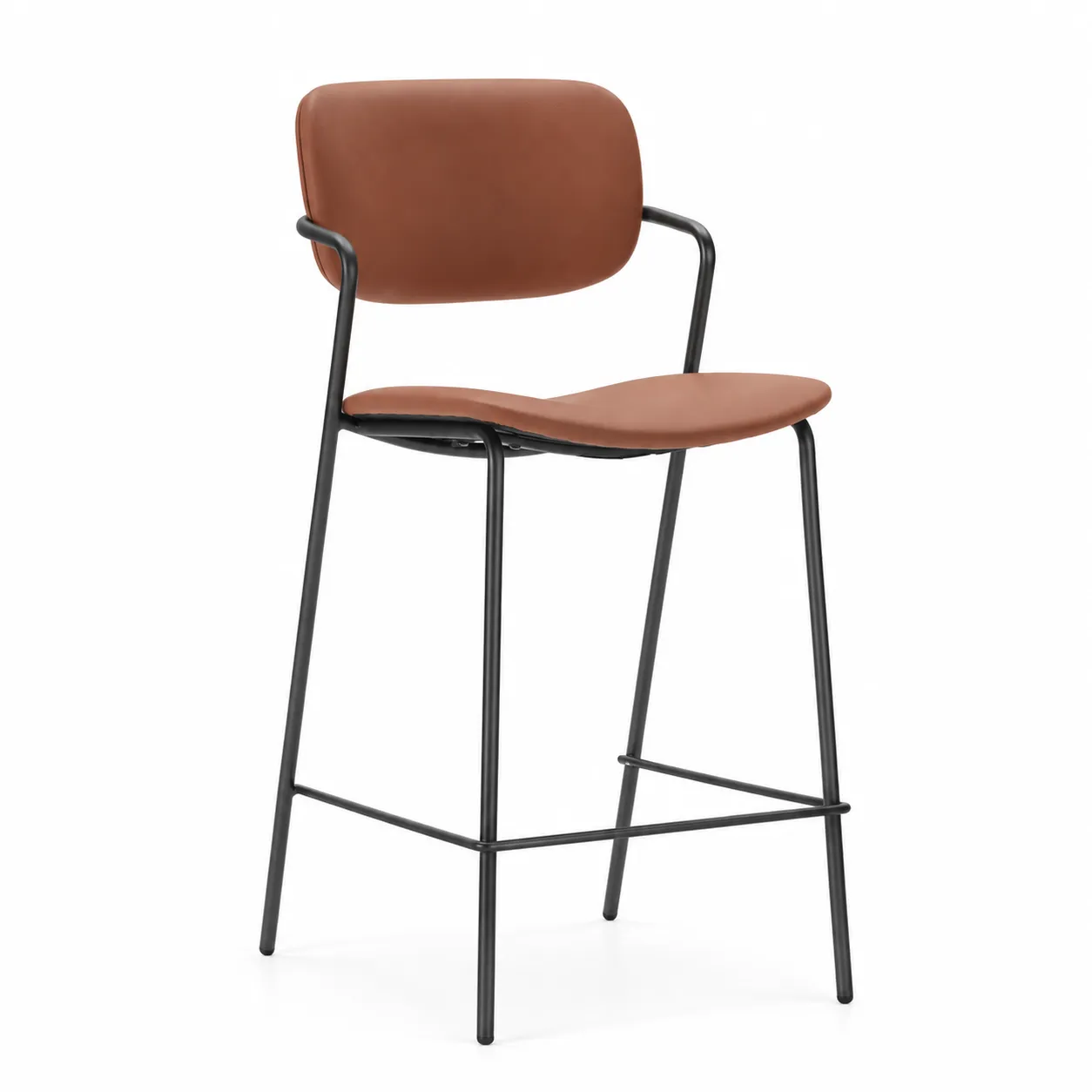 Taburete Maika Teja con respaldo y estructura de metal para cocina