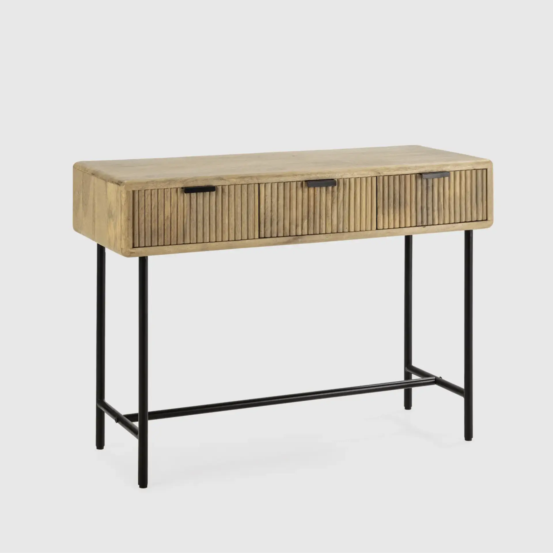 CONSOLA MUNDRA 3C MADERA MANGO PATA METAL