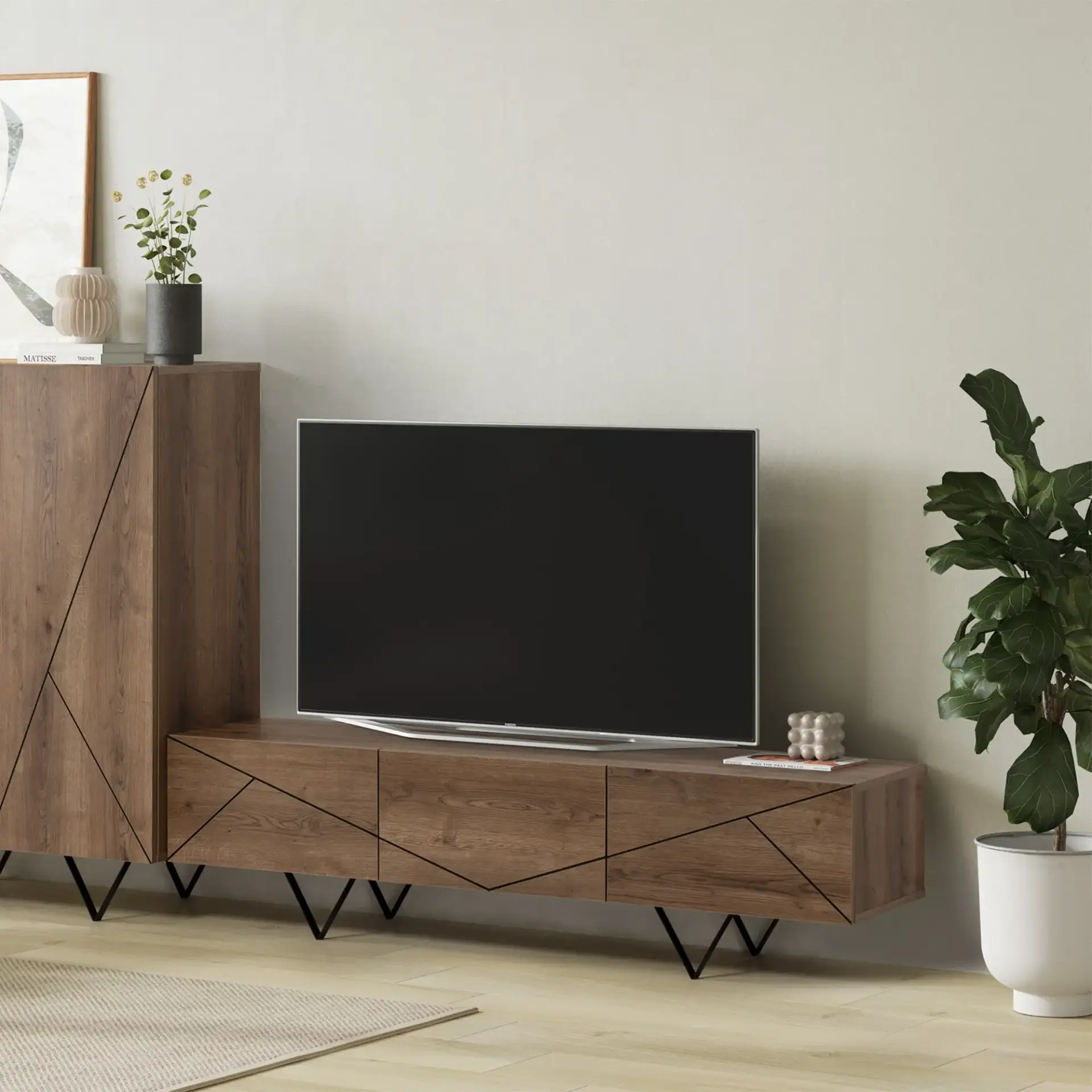MUEBLE TV CONNIE 3P 160CM NOGAL
