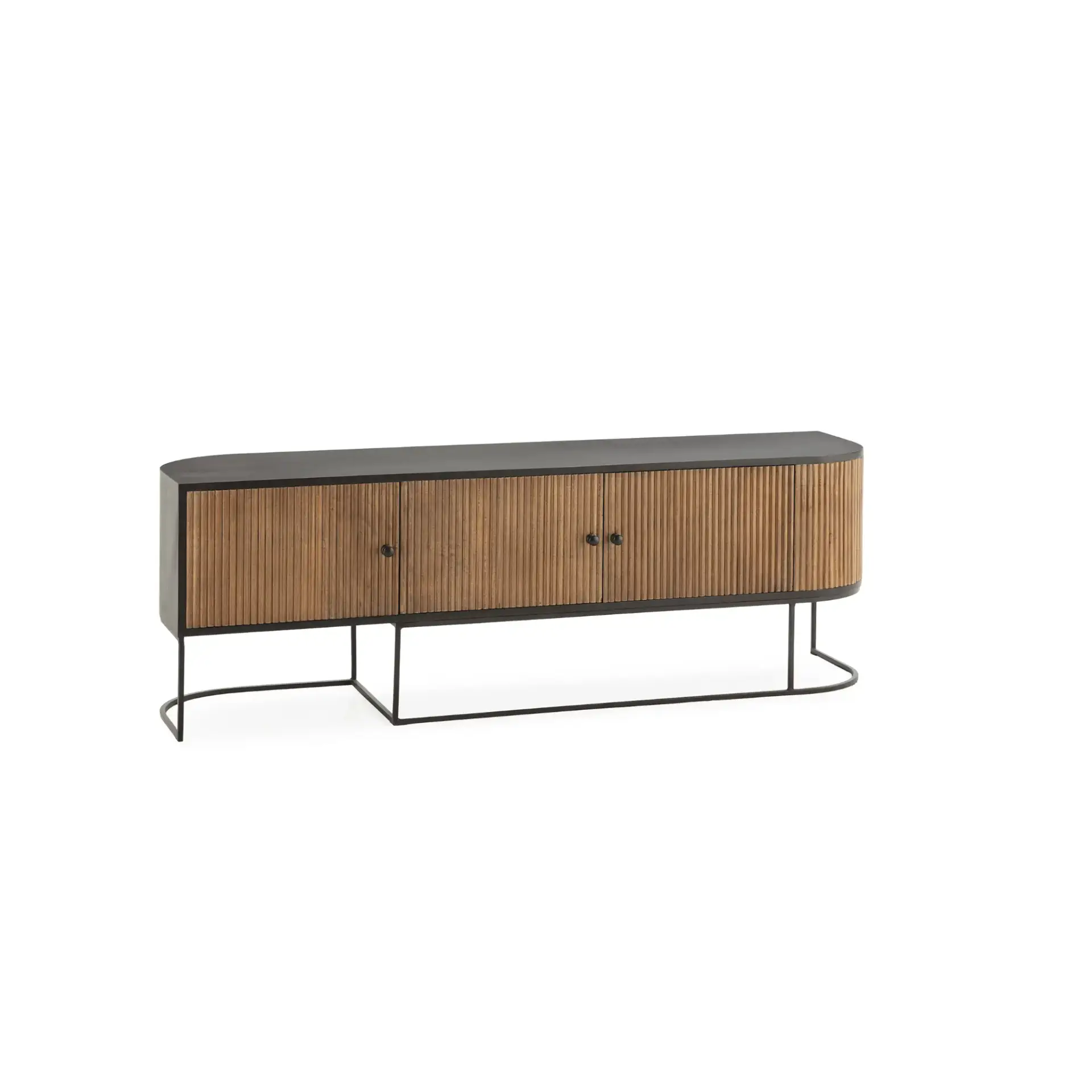 MUEBLE TV CURVE 3P 160CM MADERA MANGO PATA METAL