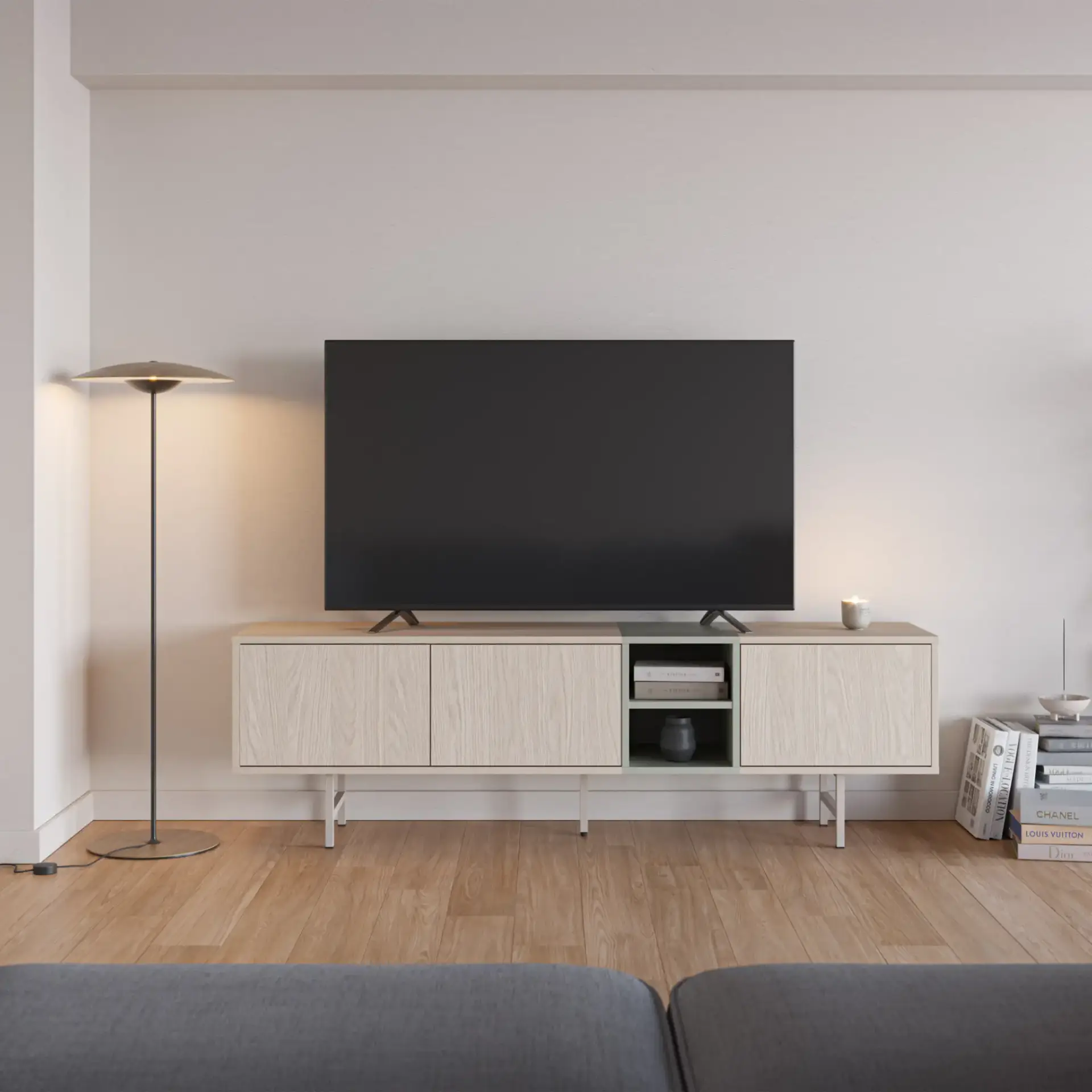 MUEBLE TV THEA 3P2H 180CM PUSULA/VERDE PIE CREMA