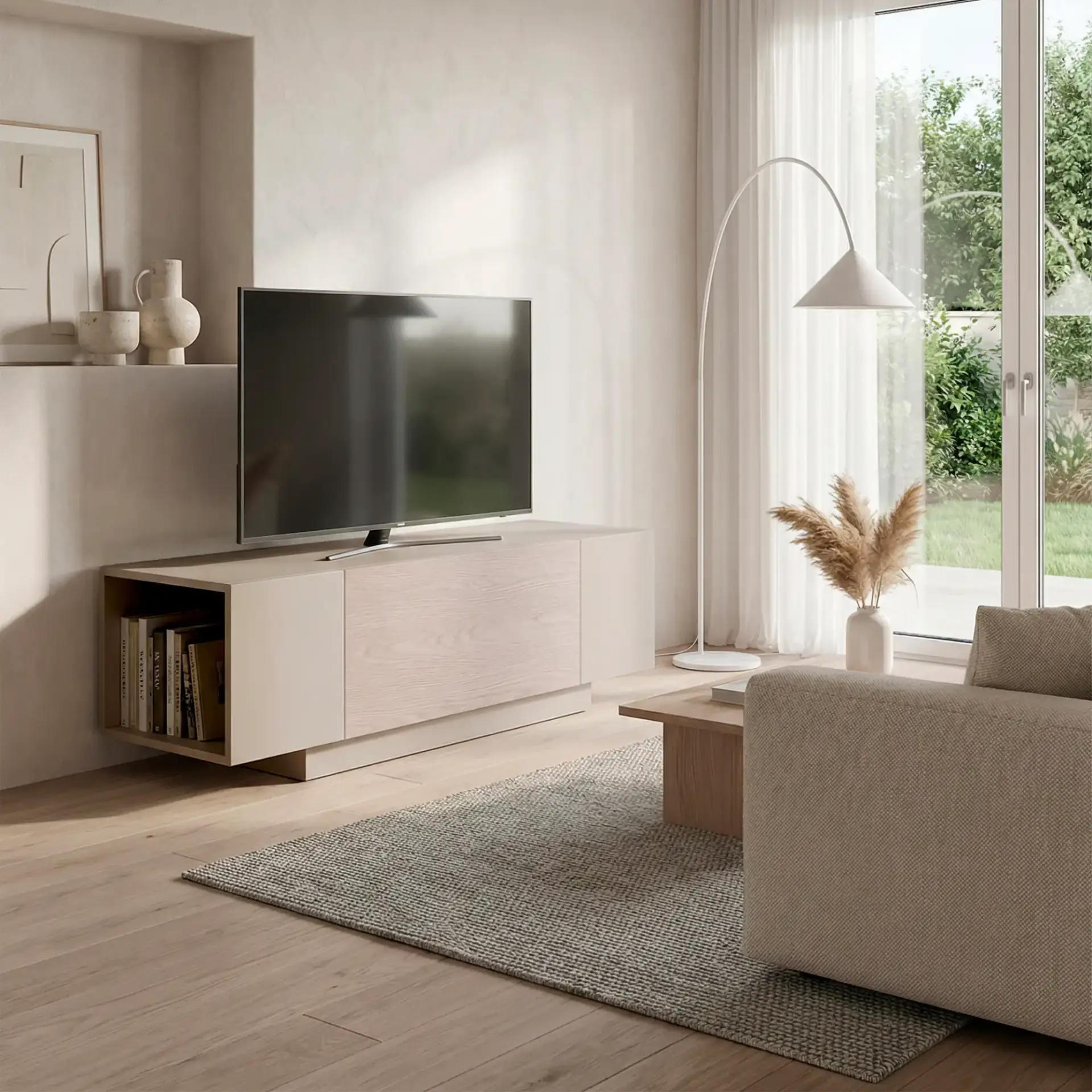 MUEBLE TV VICTOR 1P 140CM CREMA/PUSULA