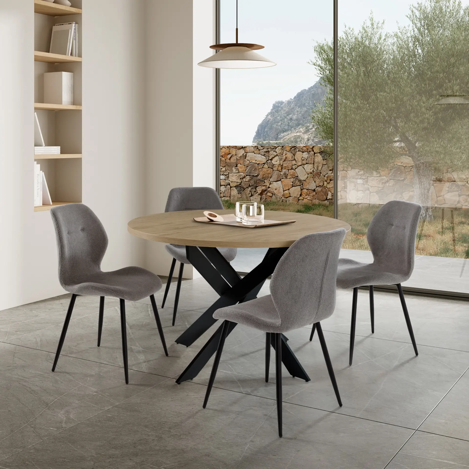SILLA ANSU GRIS JY/PATA GRIS OSCURO 4P/CAJA