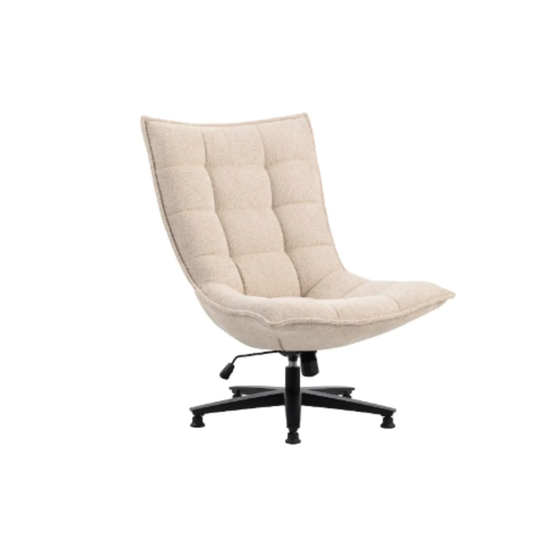 Sillón Cave Beige acolchado con base metálica negra giratoria Sillón Cave Beige acolchado con base metálica negra giratoria