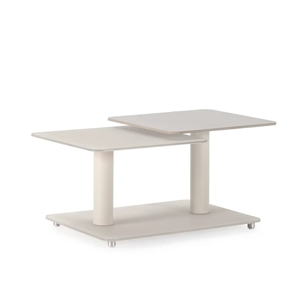 MESA CENTRO GIRATORIA ELVI CREMA/TRAVERTINE