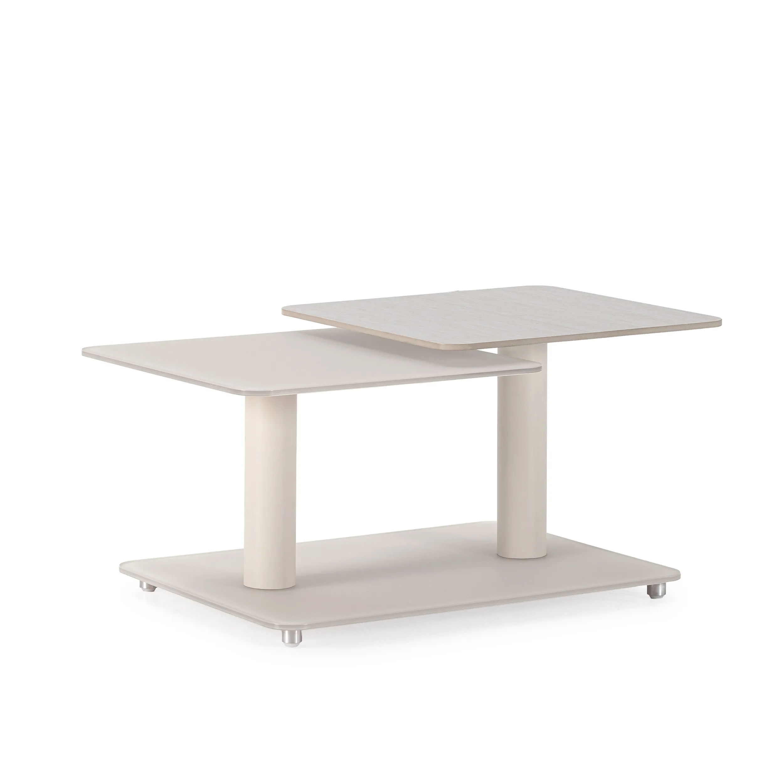 MESA CENTRO GIRATORIA ELVI CREMA/TRAVERTINE