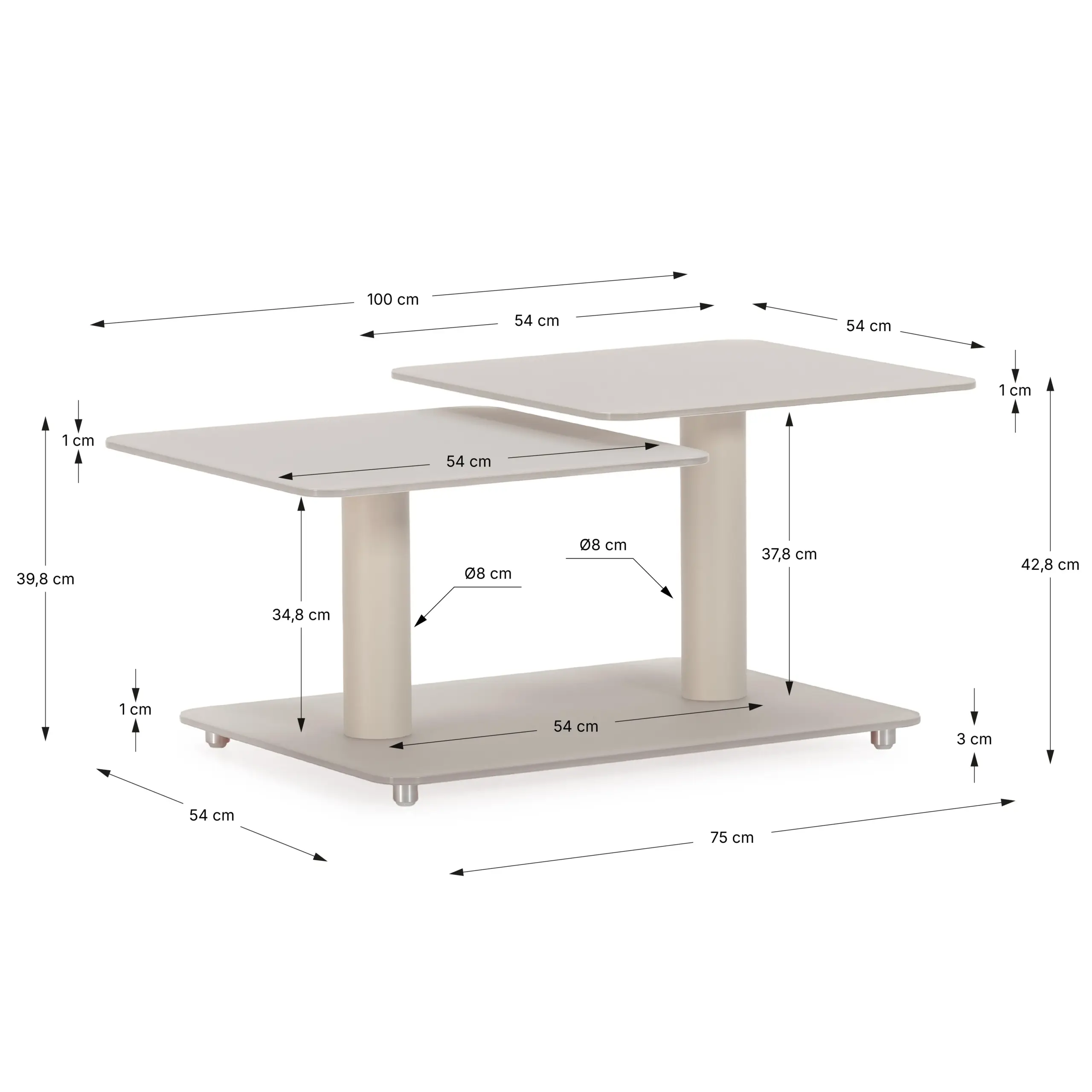 MESA CENTRO GIRATORIA ELVI CREMA medidas