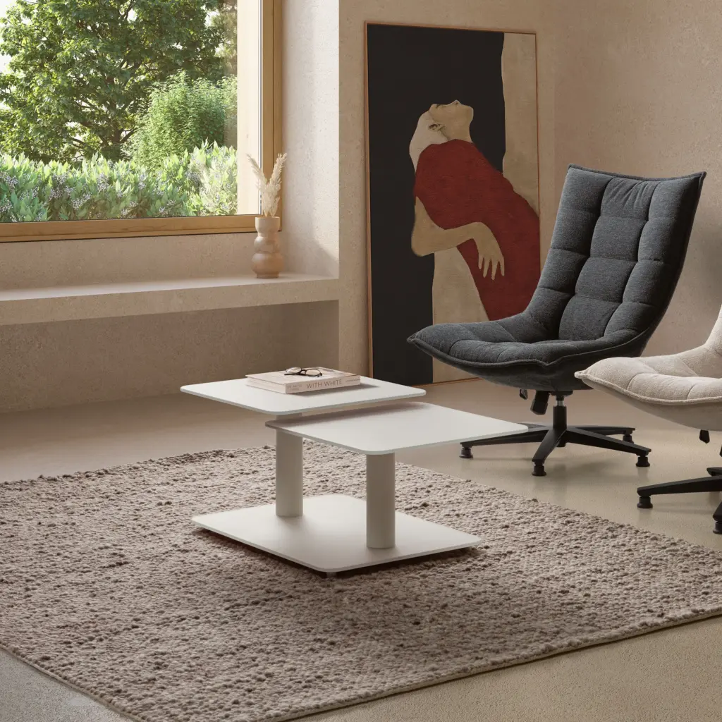 MESA CENTRO GIRATORIA ELVI CREMA