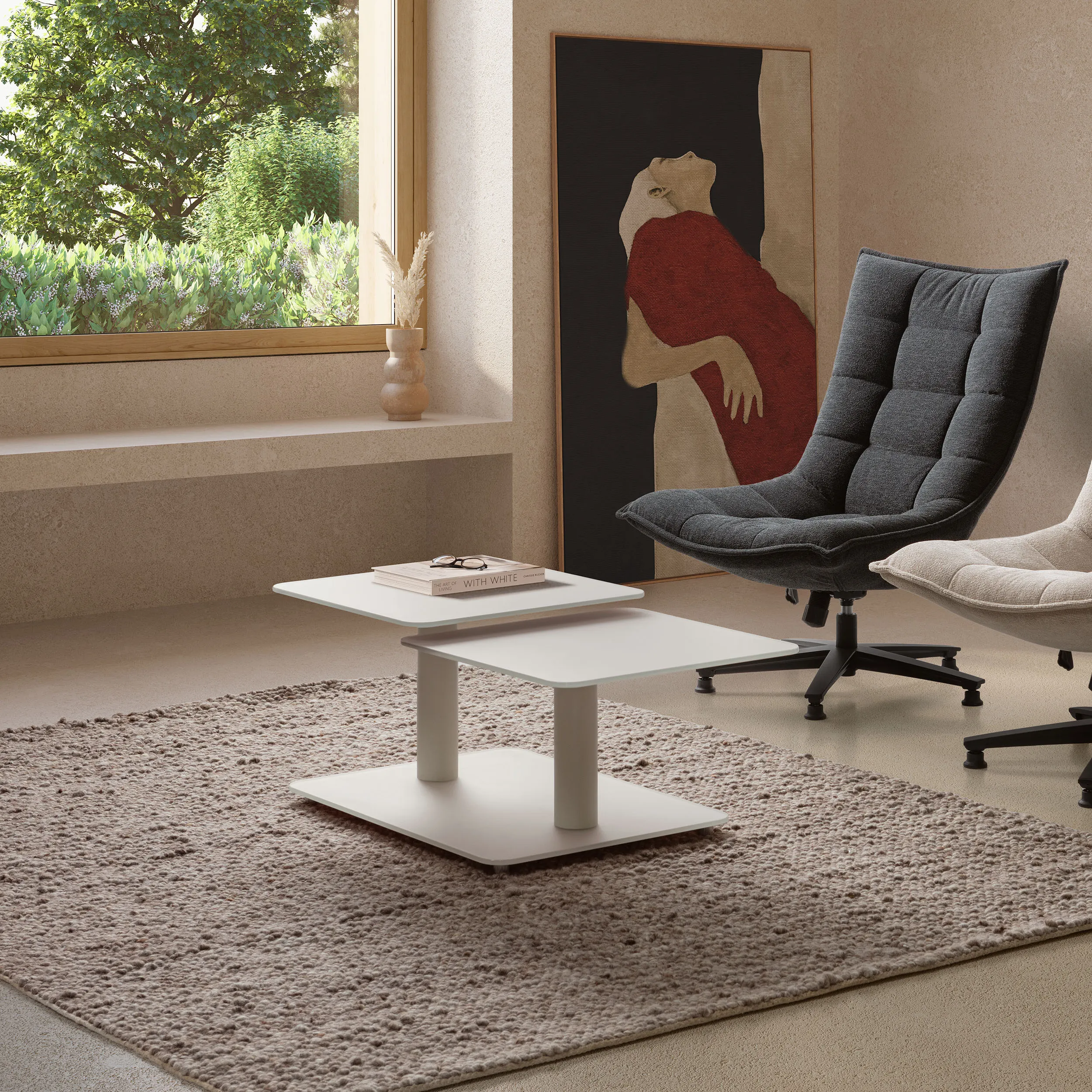 MESA CENTRO GIRATORIA ELVI CREMA