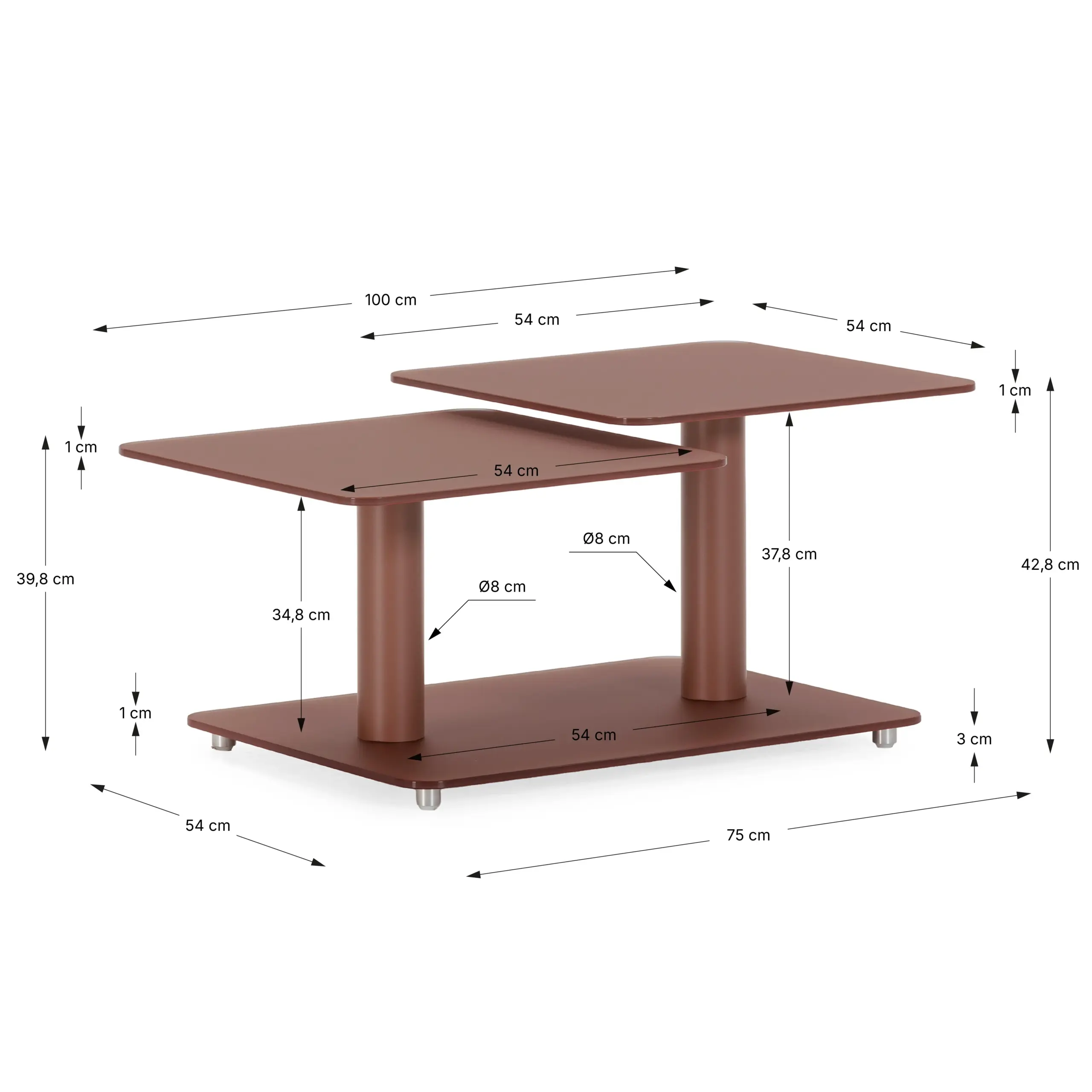 Mesa de centro giratoria Elvi terracota de varios niveles