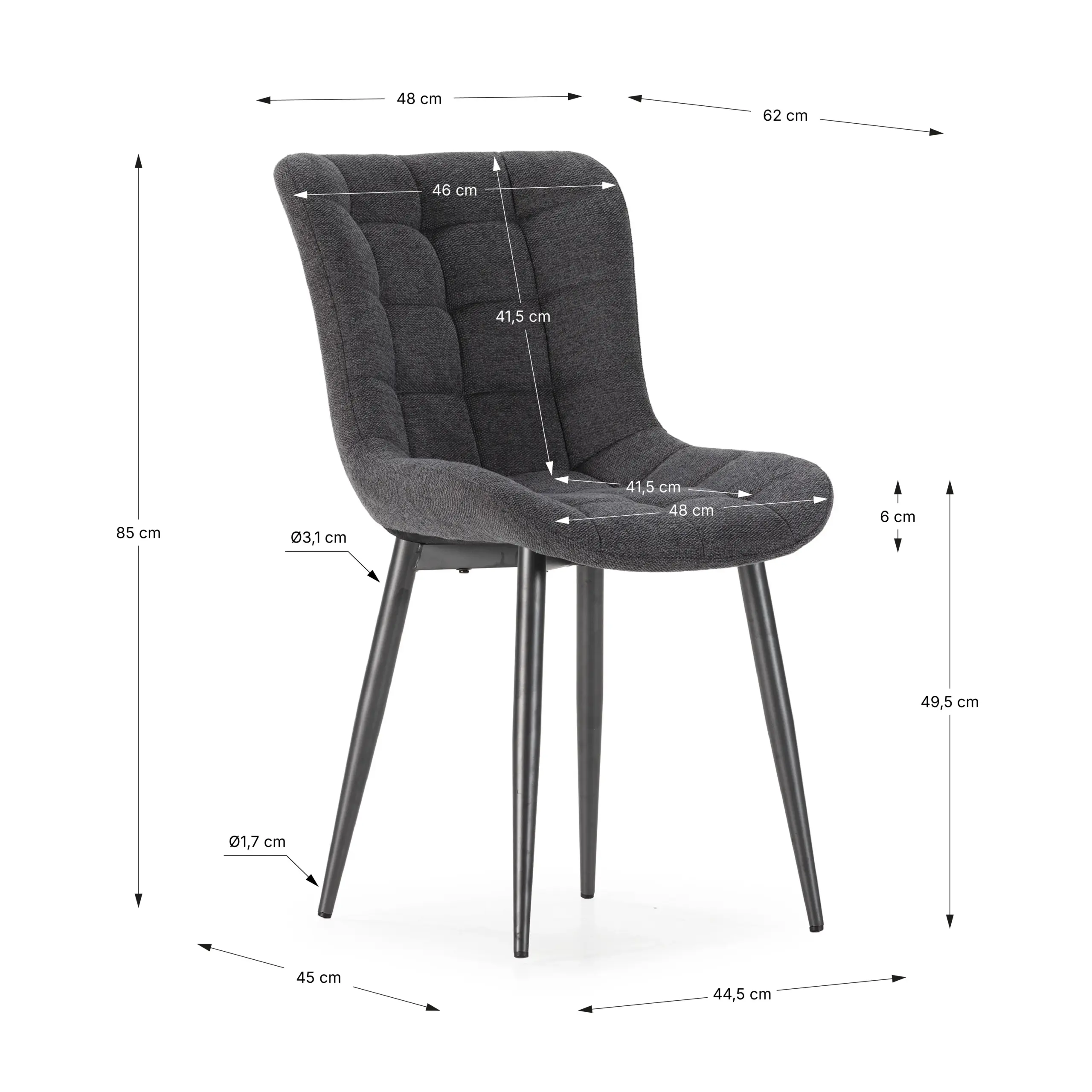 SILLA RUBE GRIS OSCURO/PATA GRIS 4P/CAJA