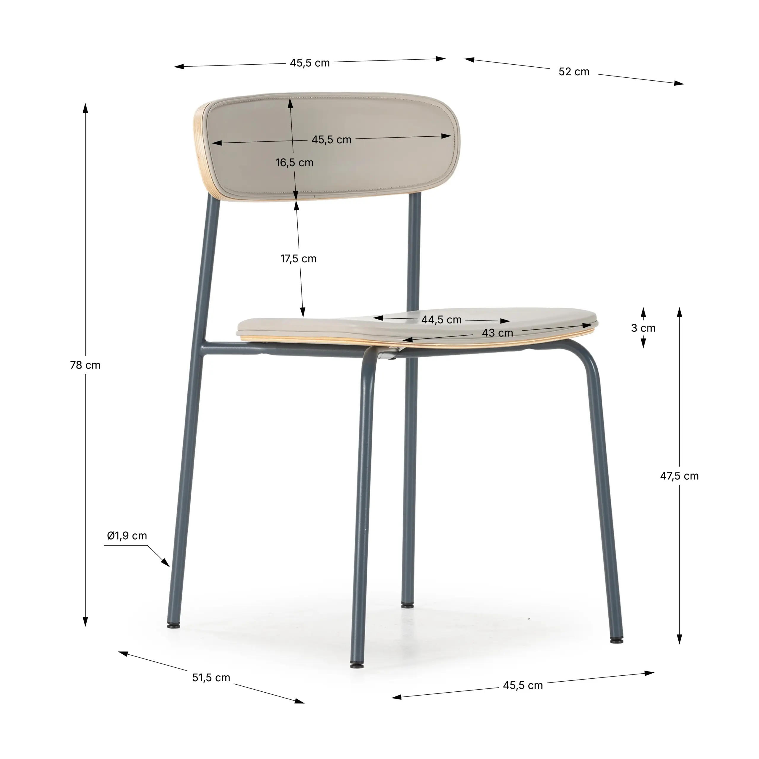 SILLA SAULA BEIGE/PATAS AZUL OSCURO 2P/CAJA