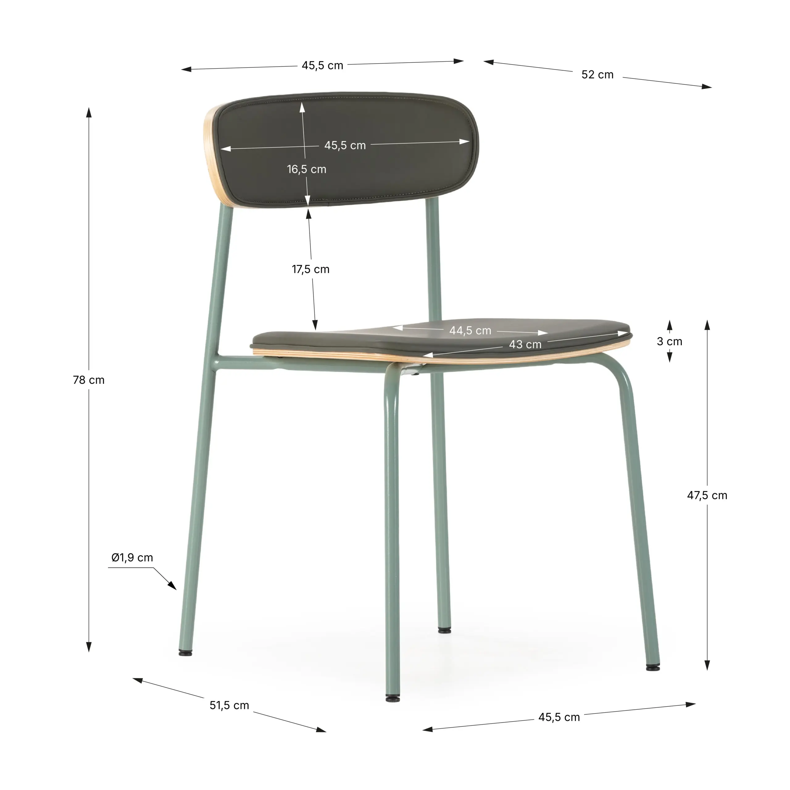 SILLA SAULA VERDE/PATA GRIS AZULADO 2P/CAJA