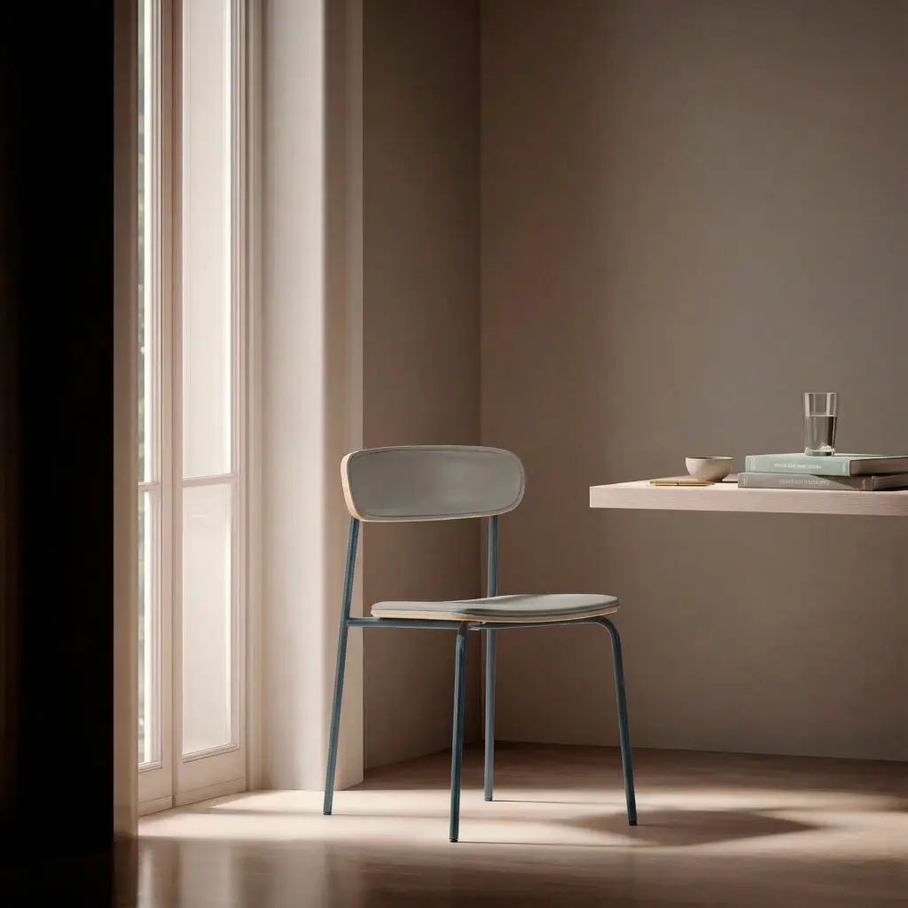 Silla Saula Beige:Pata Azul Oscuro 1