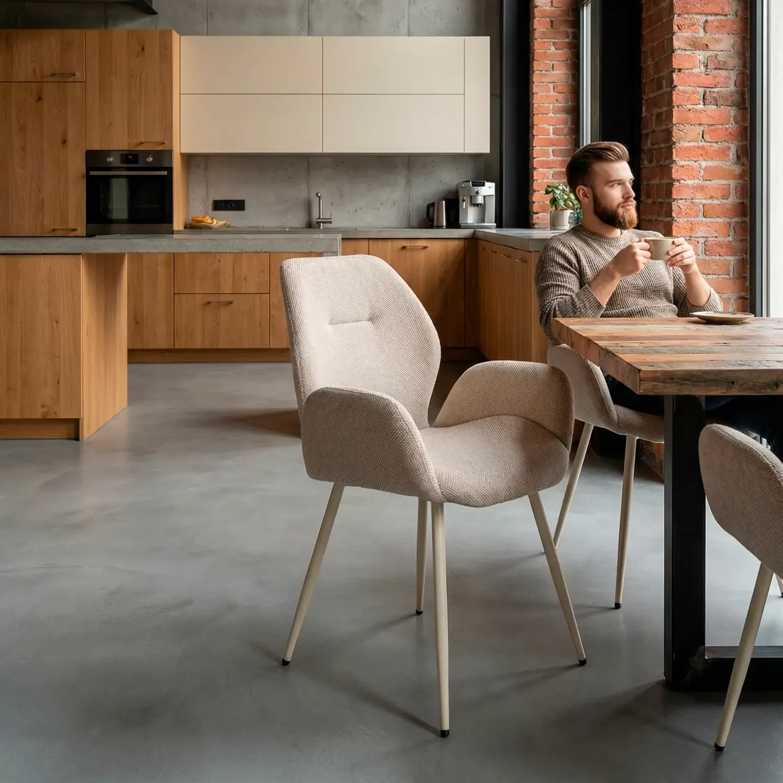 SILLON ANSU BEIGE /PATA CREMA 2P/CAJA