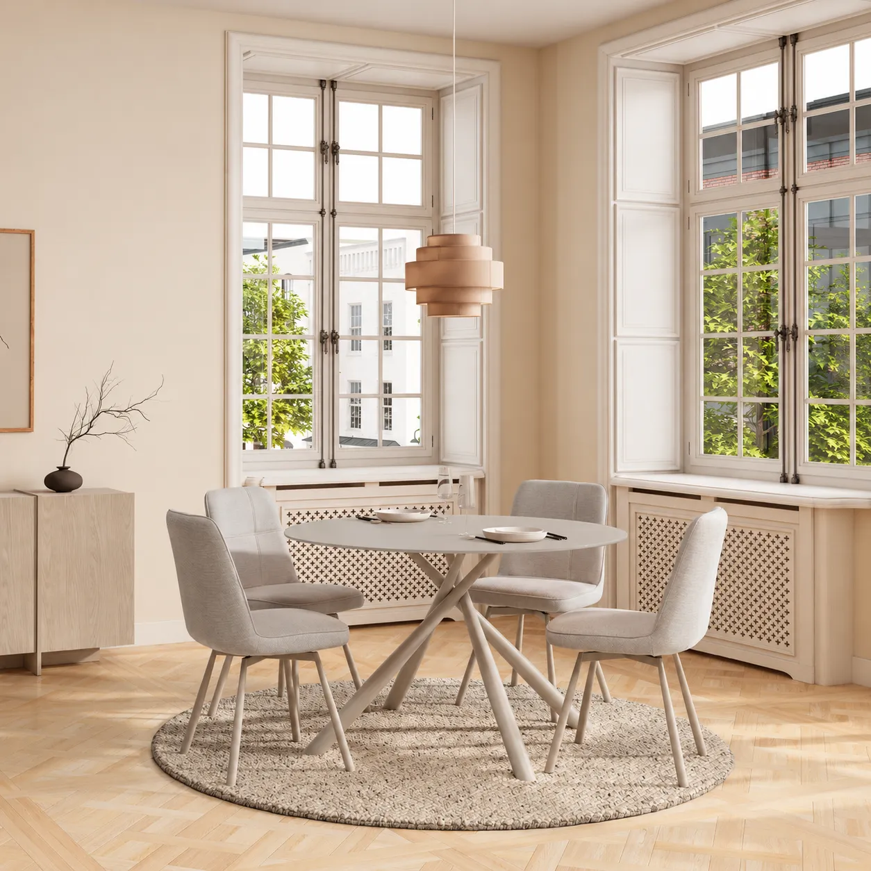 MESA REDONDA LEXA 120CM CREMA PIE CREMA