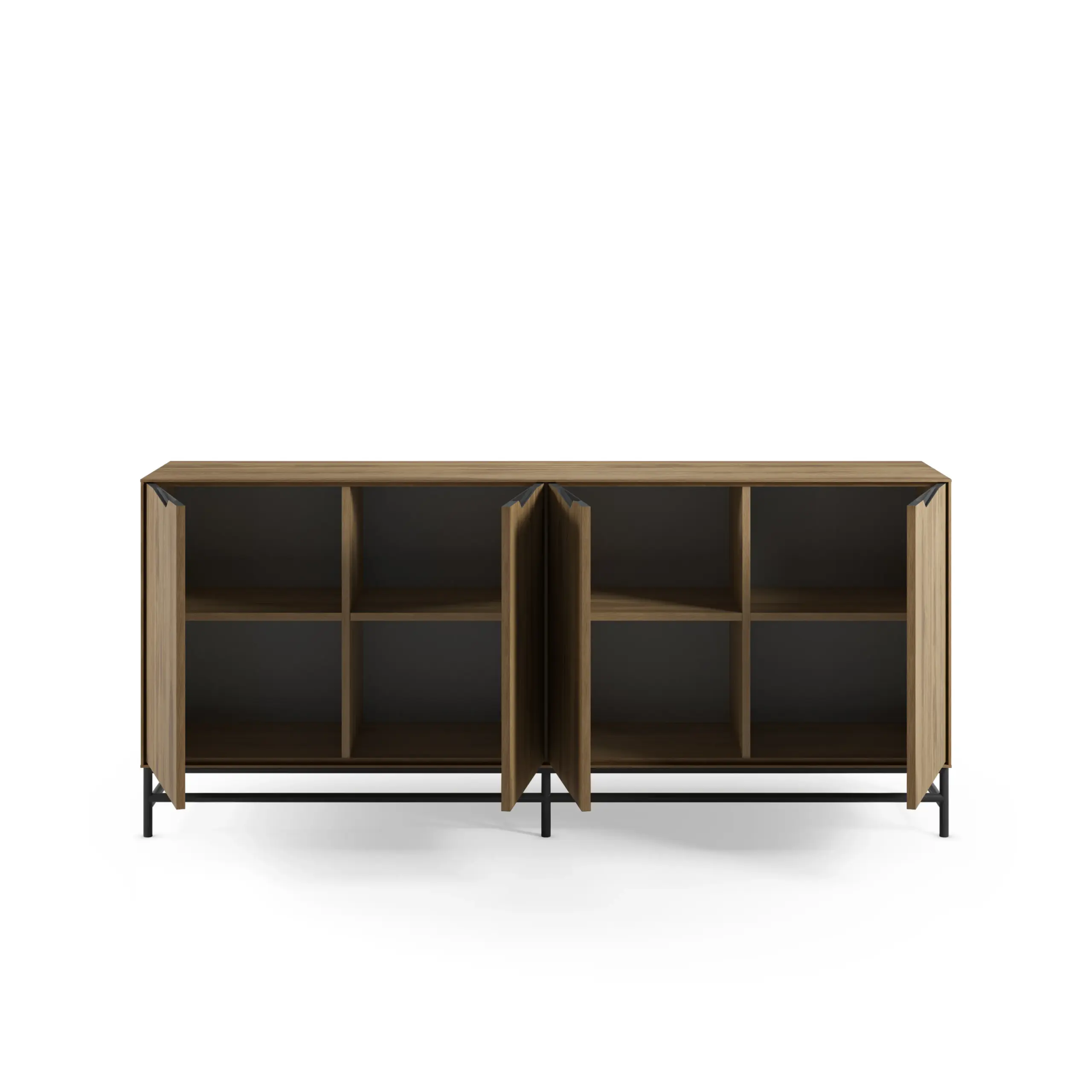 Aparador Aiden 4 Puertas 180 cm Roble Negro Pie Negro 3_risultato Aparador Aiden 4 Puertas 180 cm Roble Negro Pie Negro