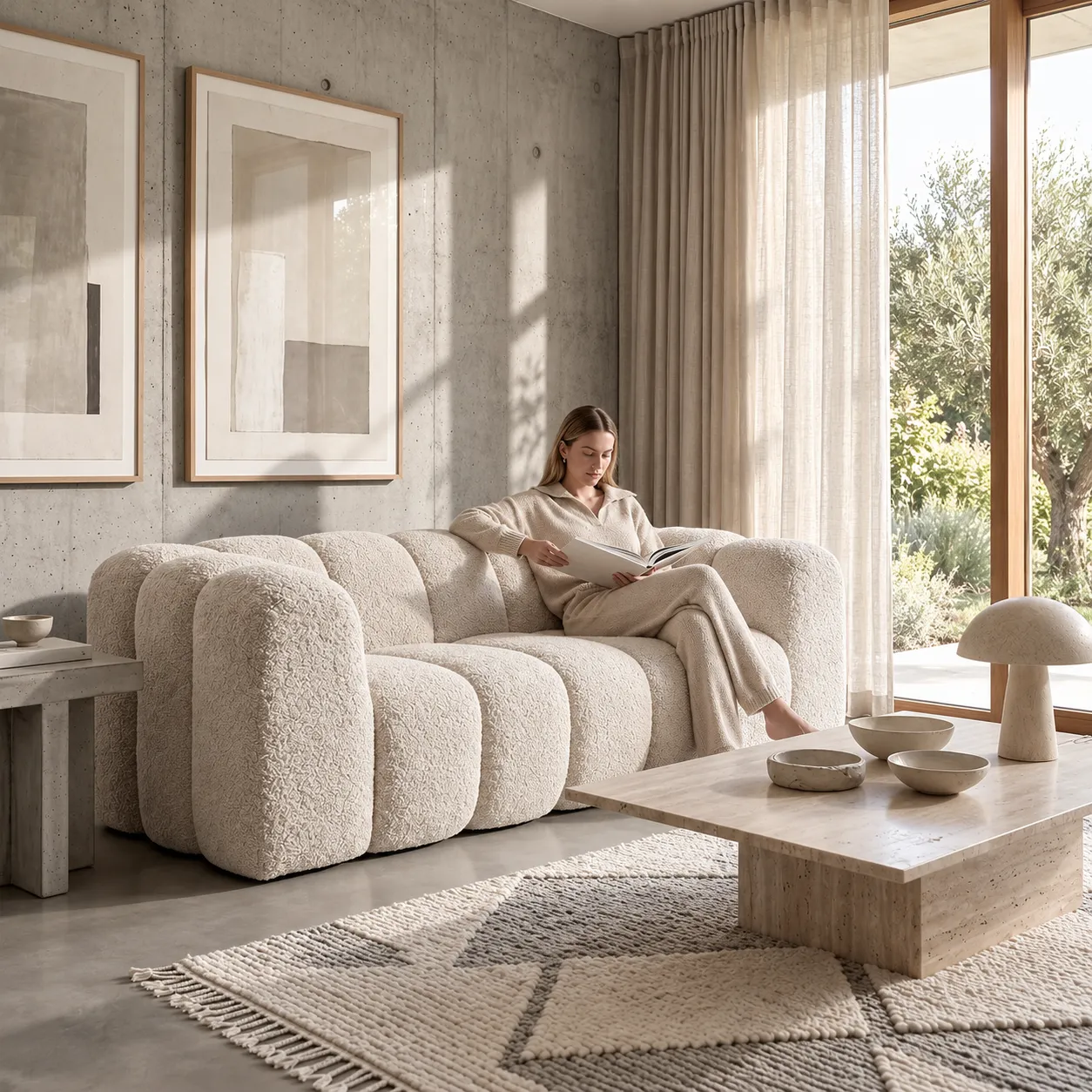 Sofá 3 Plazas Gajos Blanco Beige